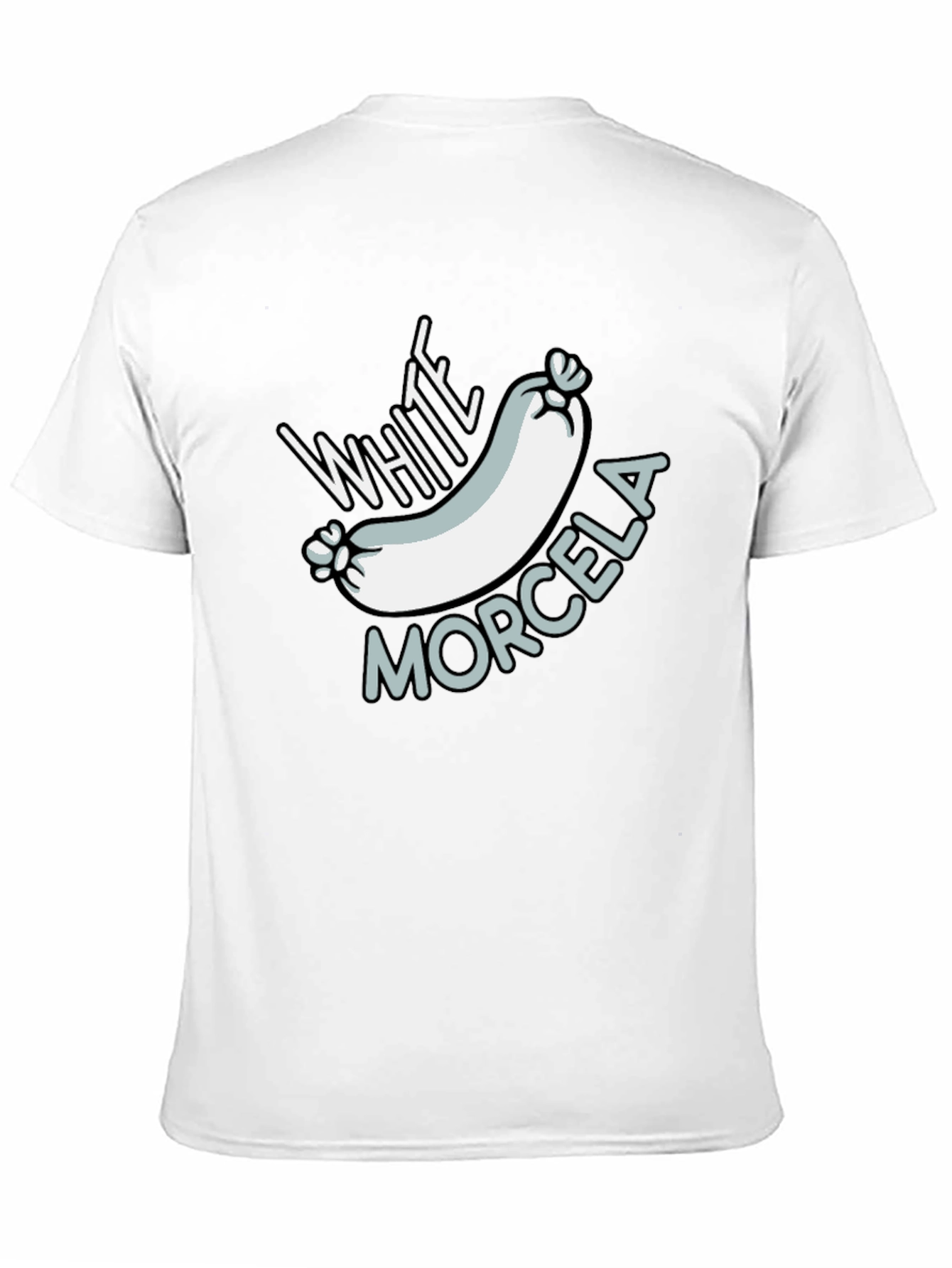 White Morcela T-Shirt - Funny Sausage Graphic Tee
