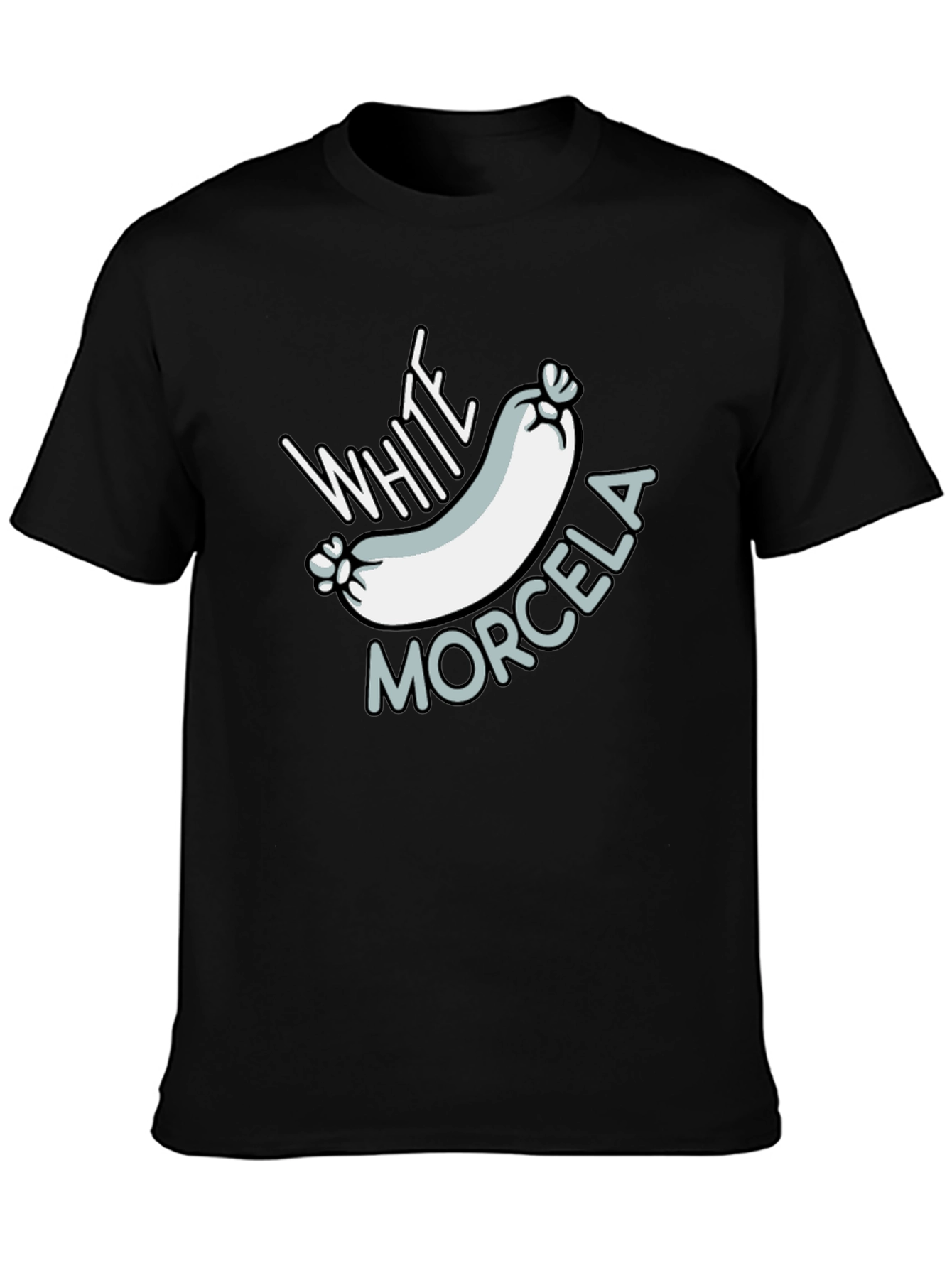 White Morcela T-Shirt - Funny Sausage Graphic Tee