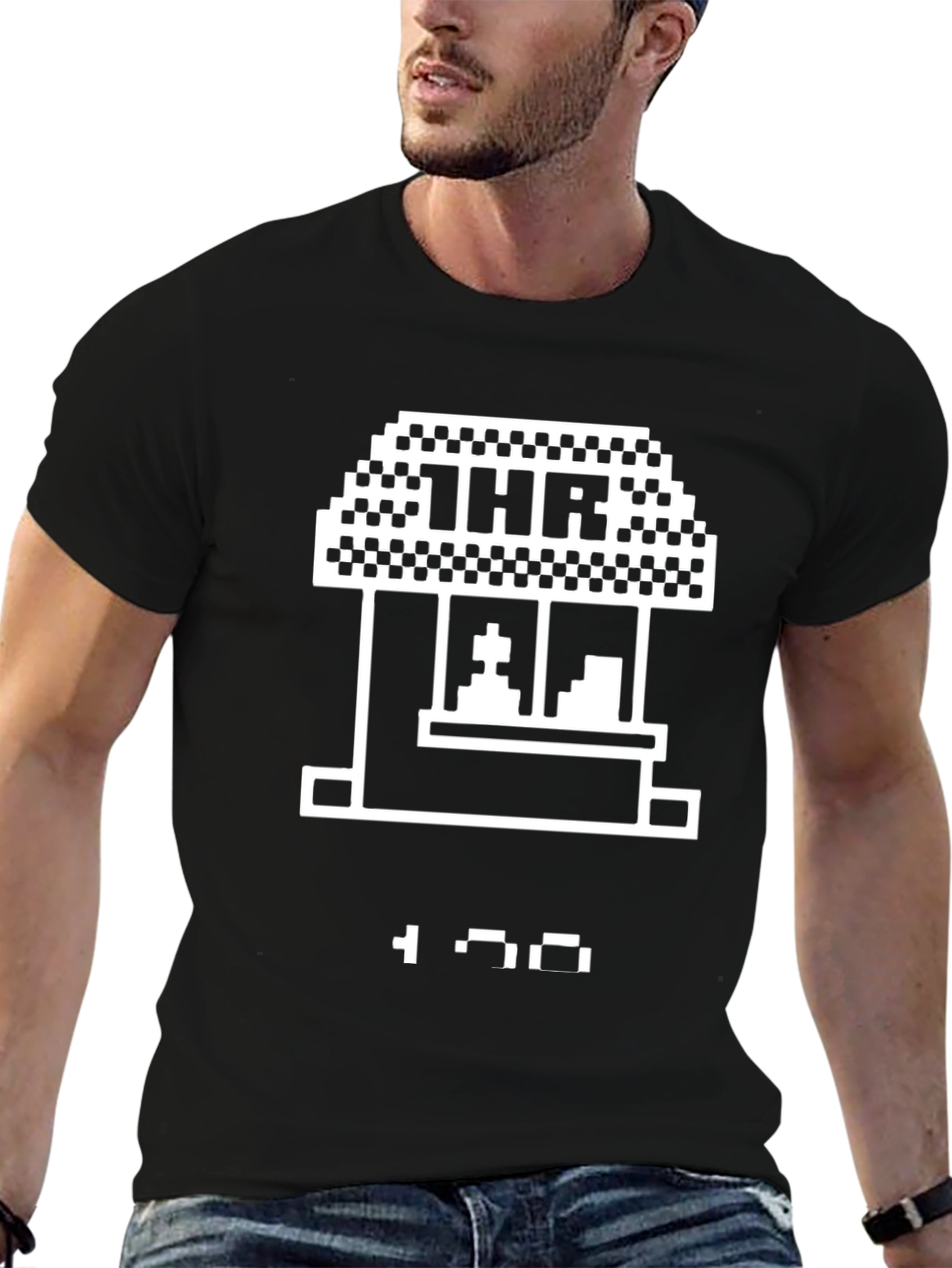 1HR Retro Game Stand T-Shirt - Black