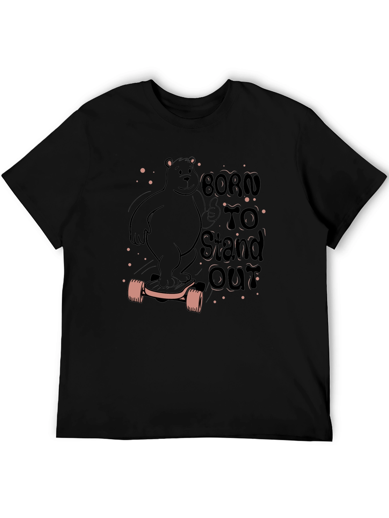 Born to Stand Out Bear Skateboard Black T-Shirt