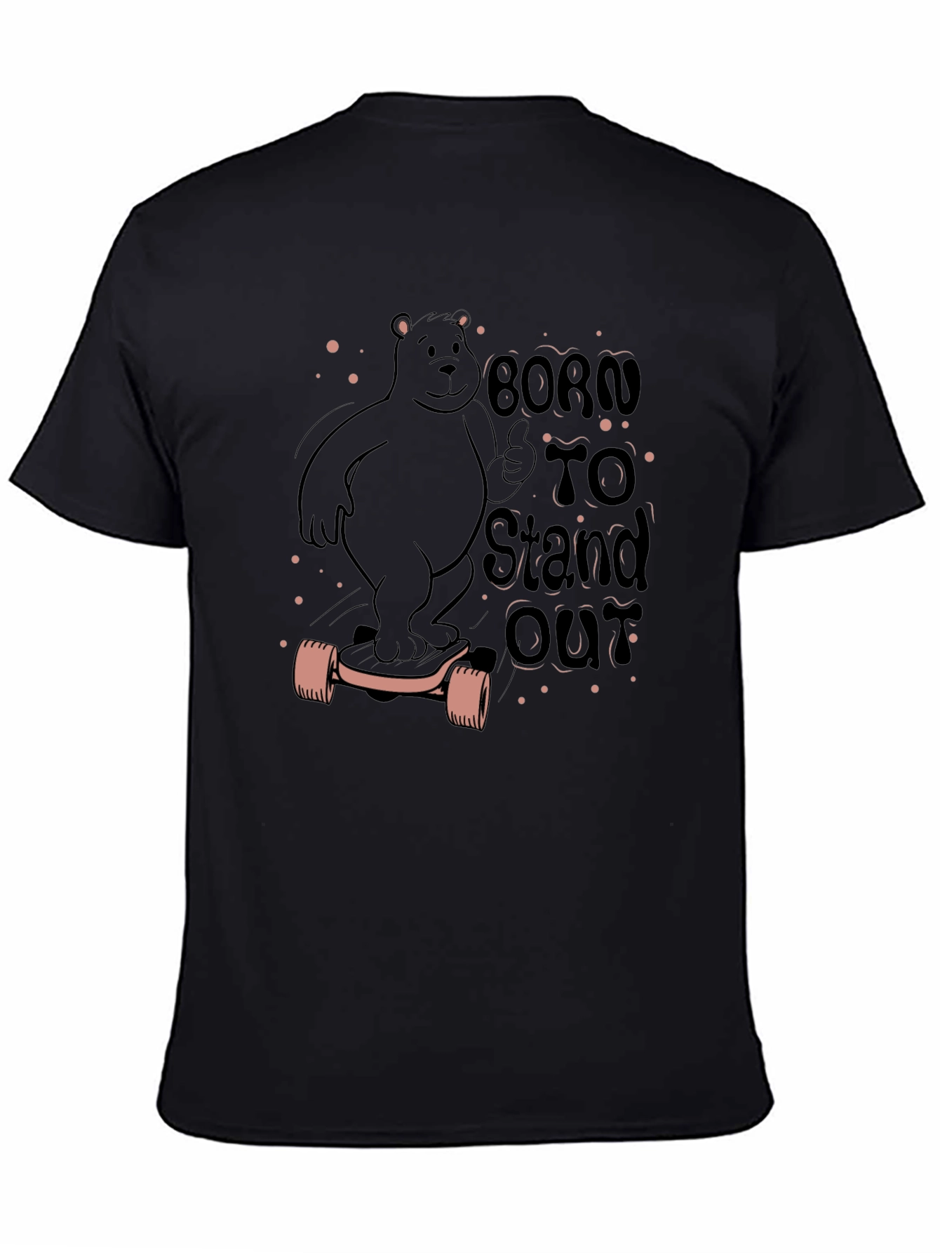 Born to Stand Out Bear Skateboard Black T-Shirt