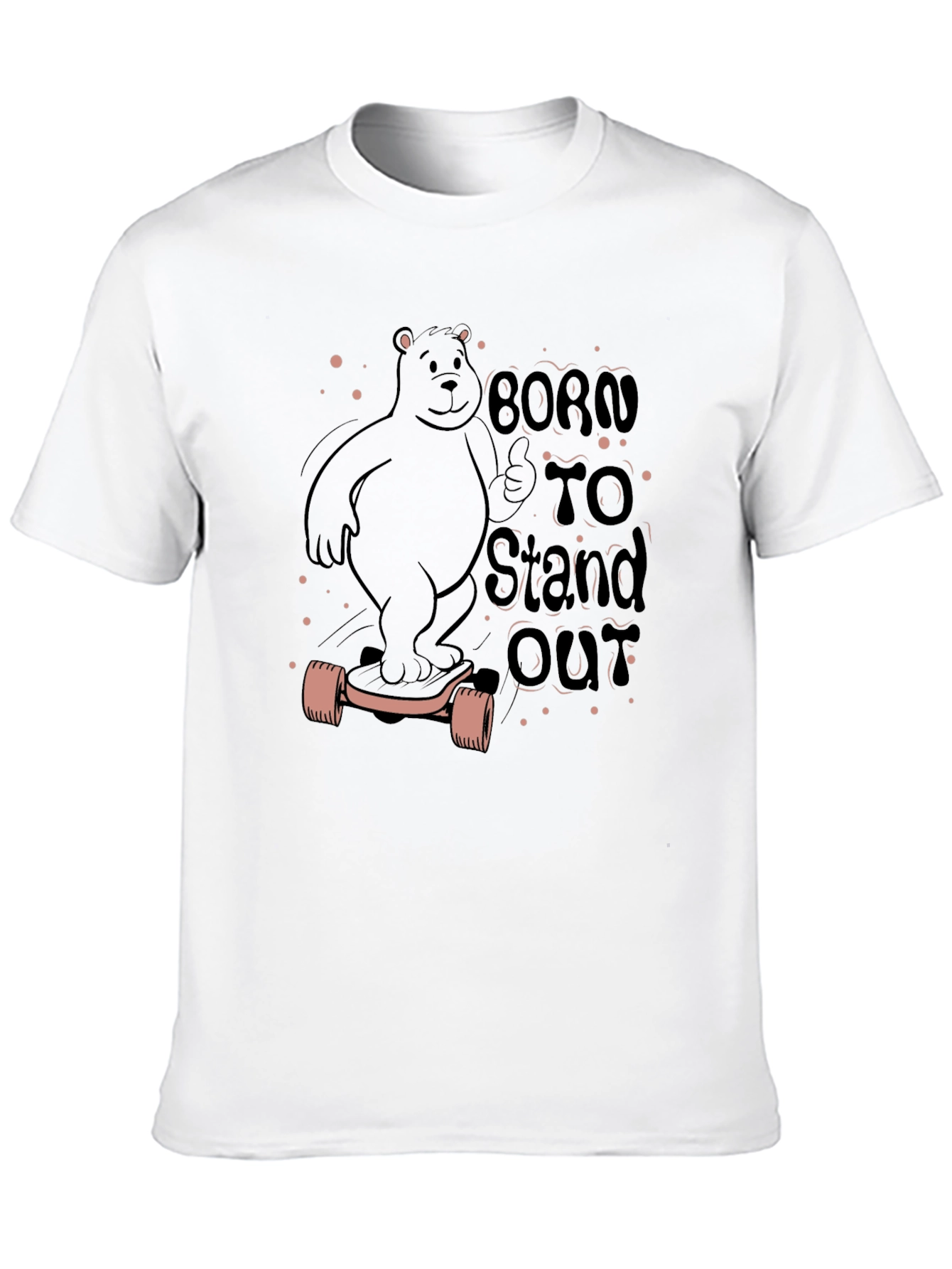 Born to Stand Out Bear Skateboard Black T-Shirt