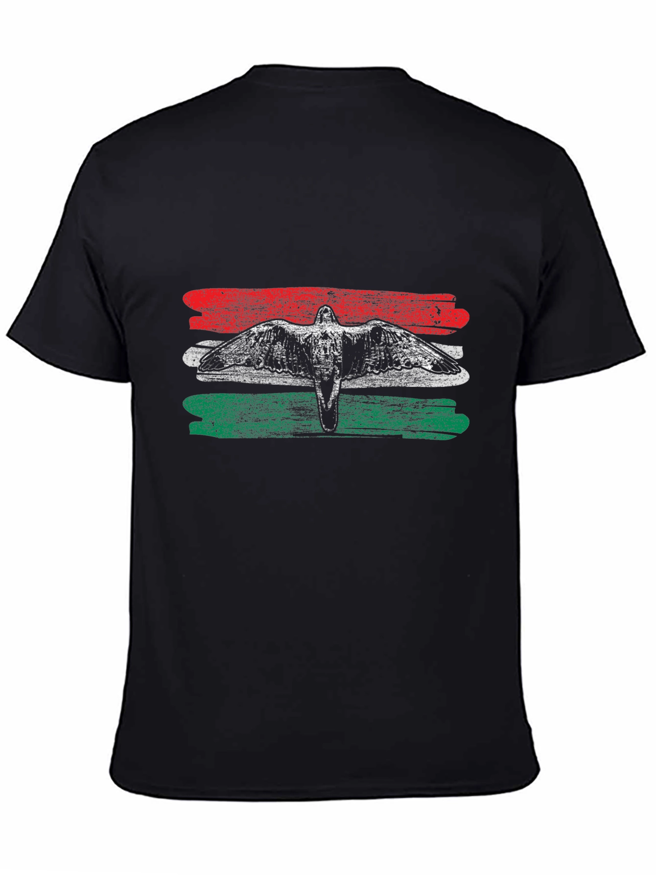 Hungary Flag Bird Graphic Tee - Black Cotton T-Shirt