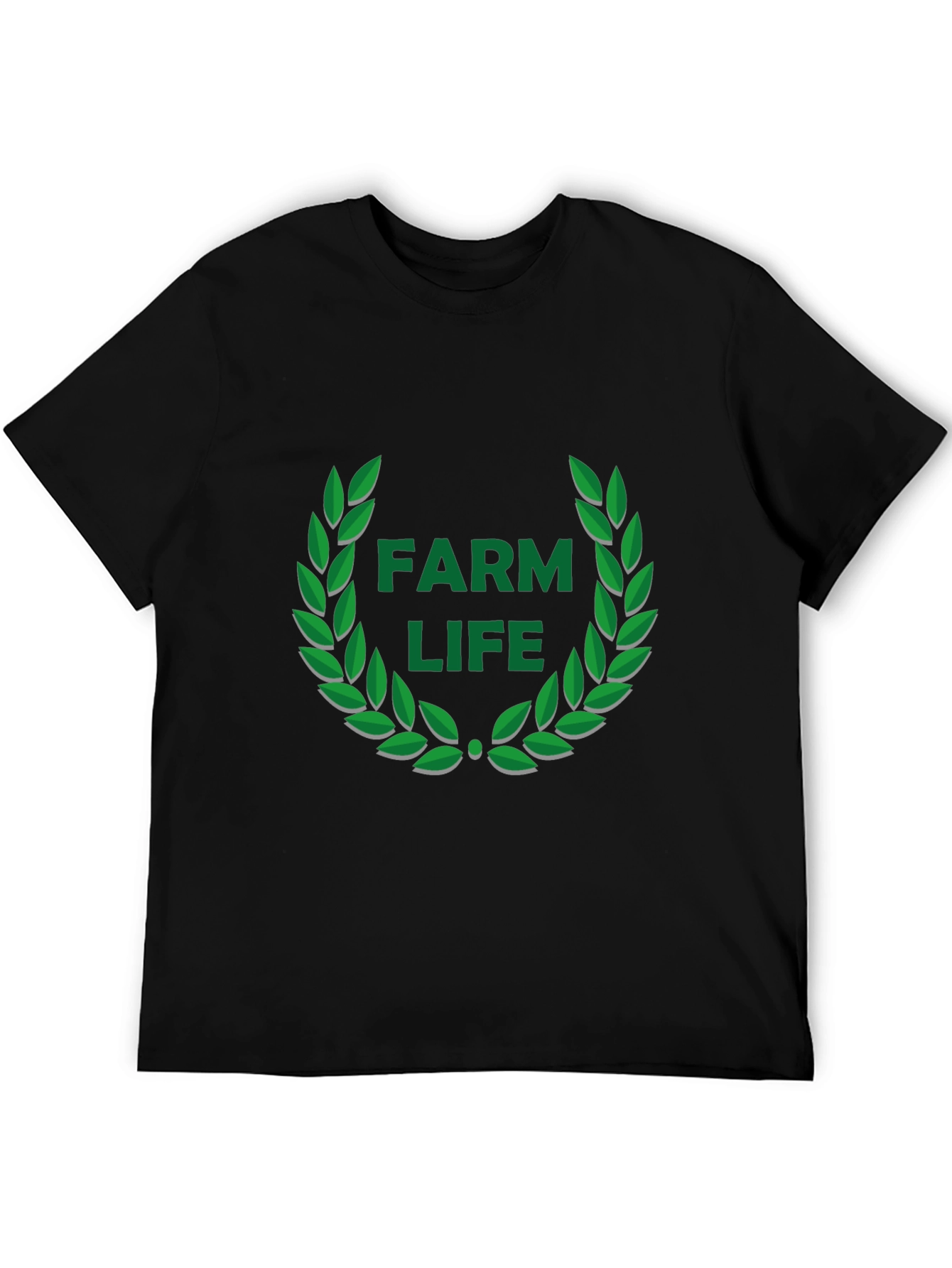 Farm Life Wreath Graphic Tee - Black Casual T-Shirt