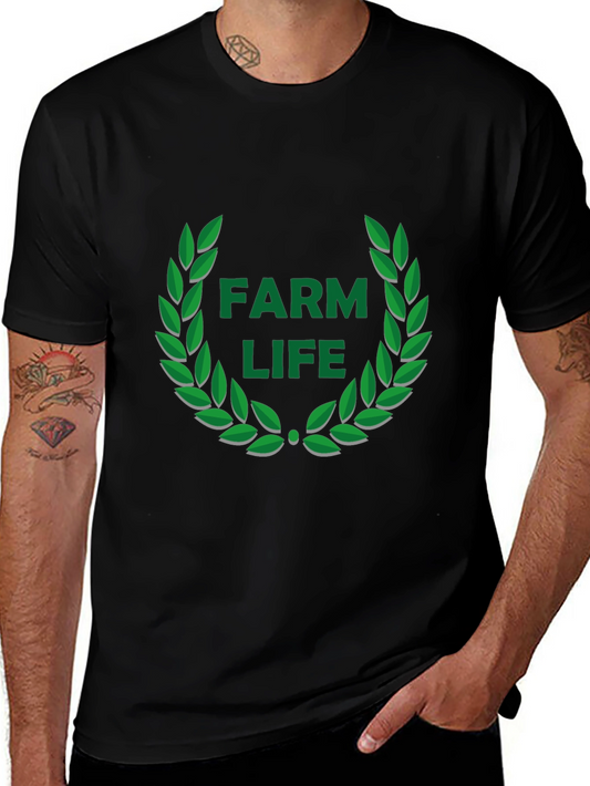 Farm Life Wreath Graphic Tee - Black Casual T-Shirt
