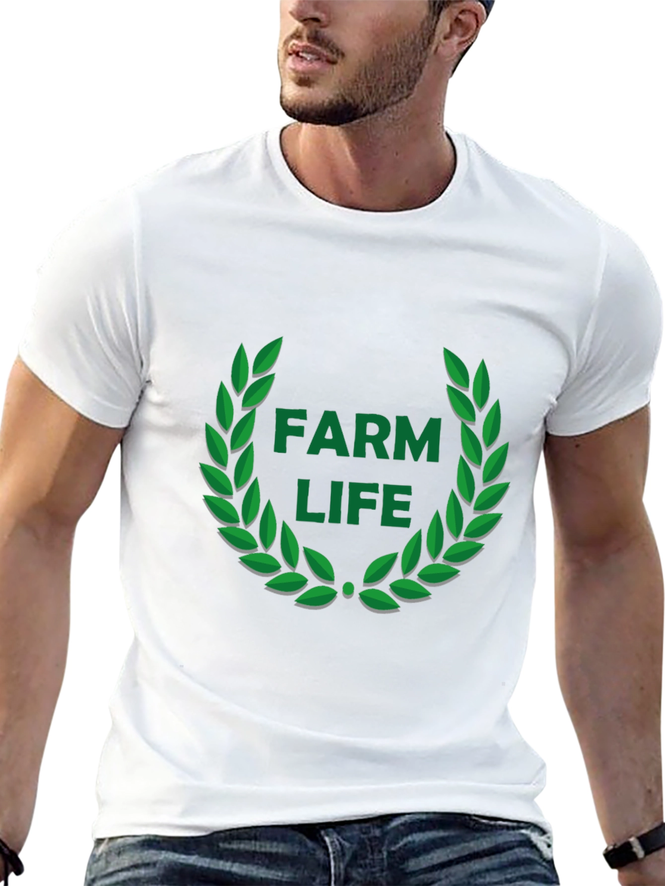 Farm Life Wreath Graphic Tee - Black Casual T-Shirt