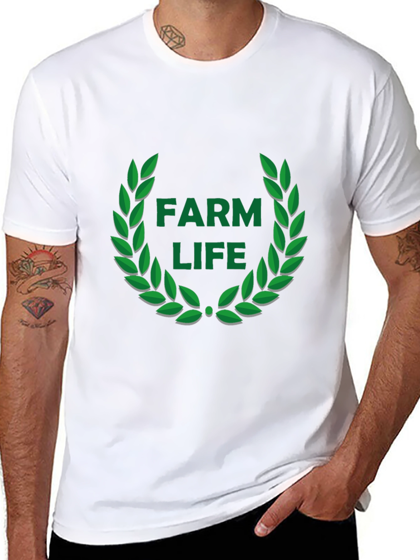 Farm Life Wreath Graphic Tee - Black Casual T-Shirt
