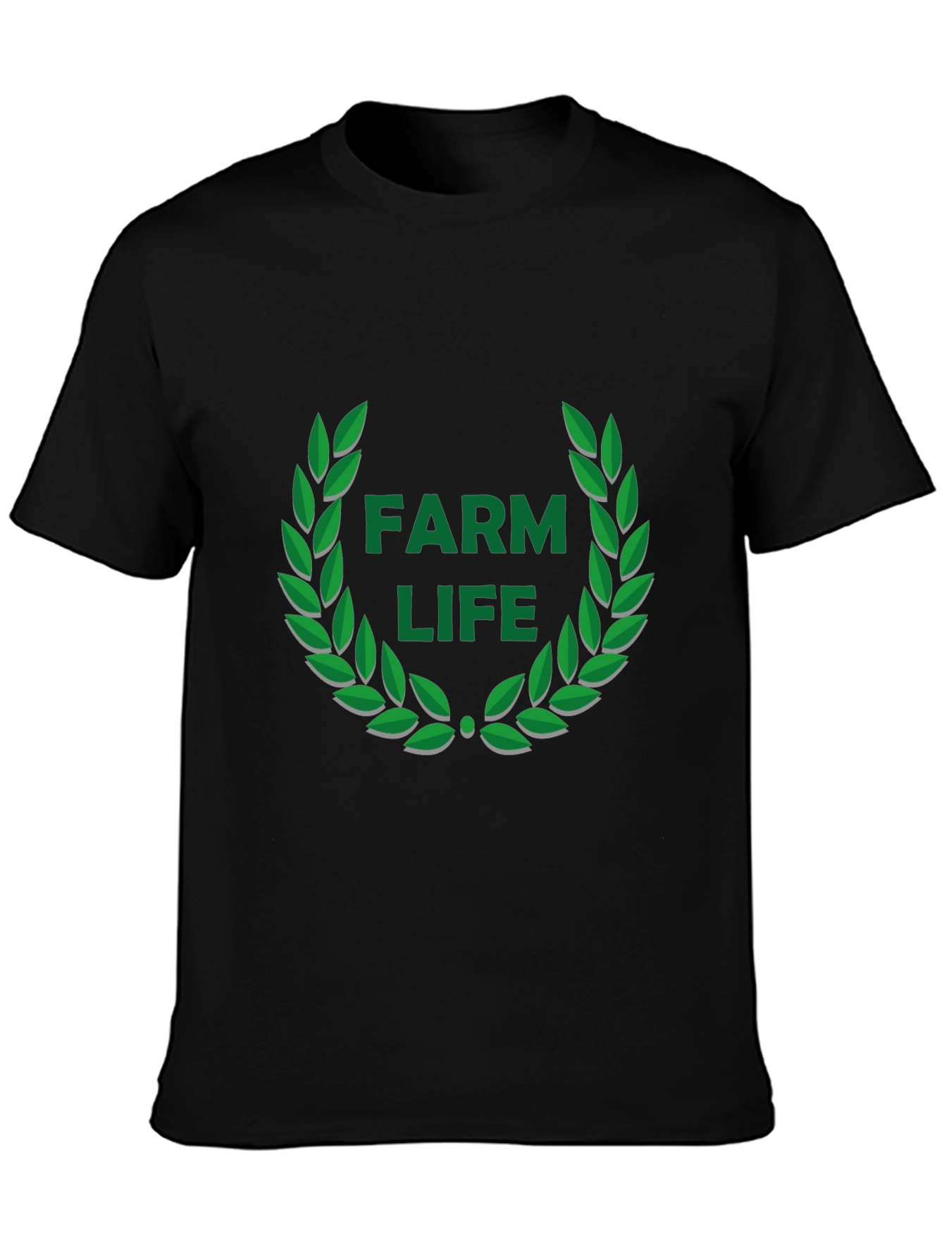 Farm Life Wreath Graphic Tee - Black Casual T-Shirt