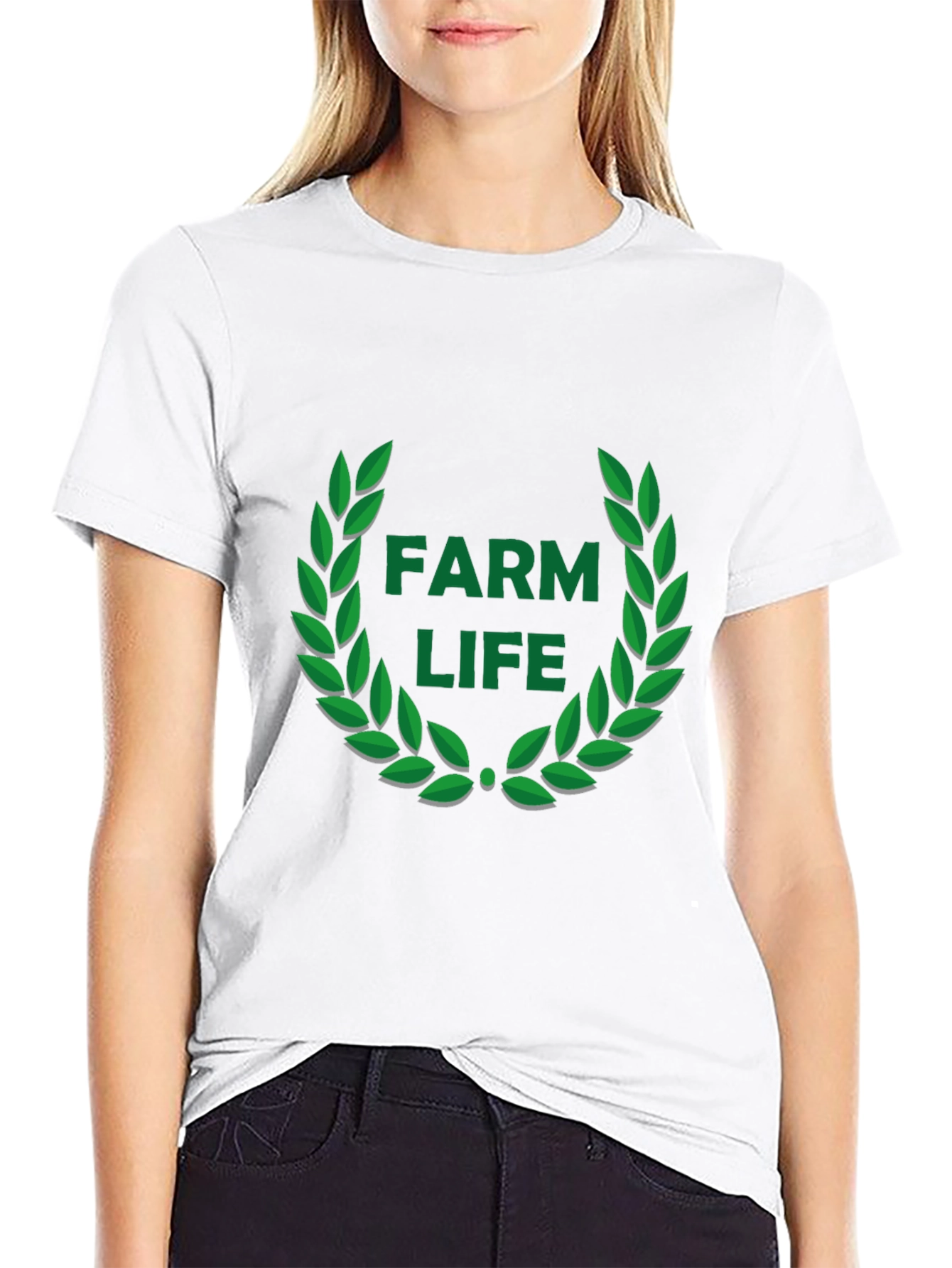Farm Life Wreath Graphic Tee - Black Casual T-Shirt