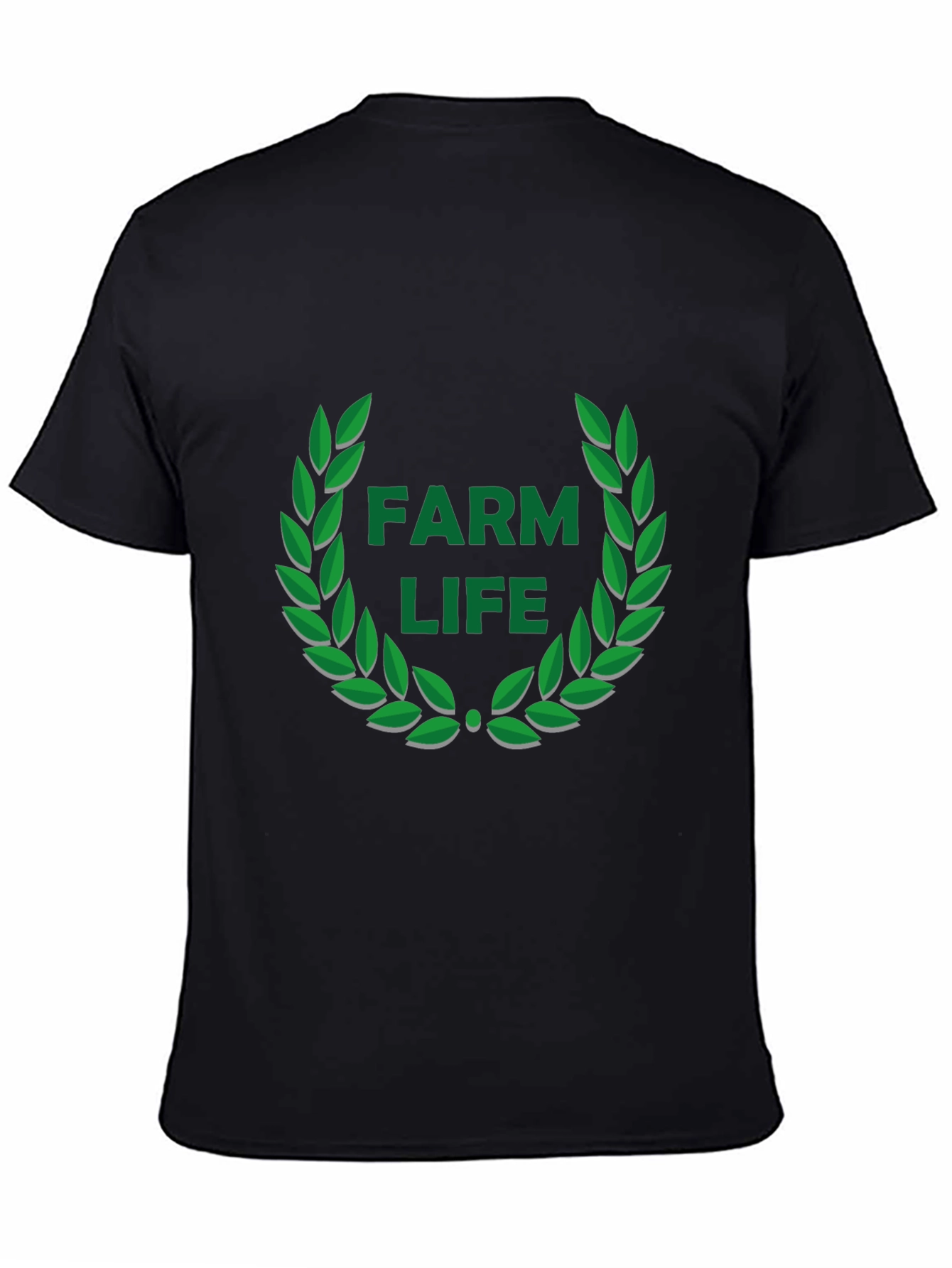 Farm Life Wreath Graphic Tee - Black Casual T-Shirt