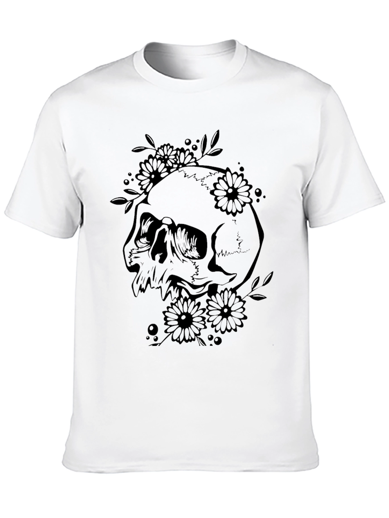 Skull and Flowers Graphic Tee