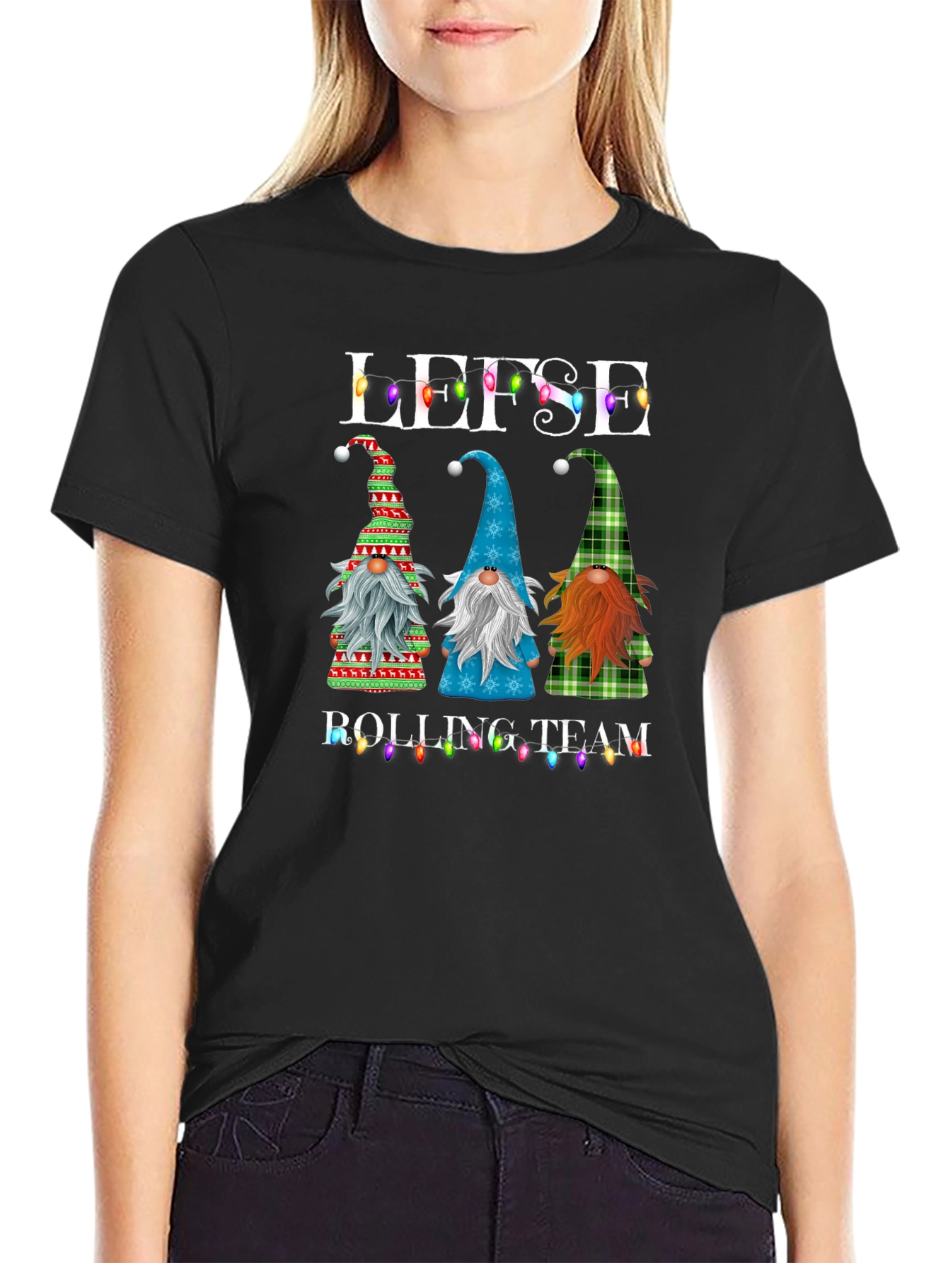 Lefse Rolling Team Gnome Christmas T-Shirt