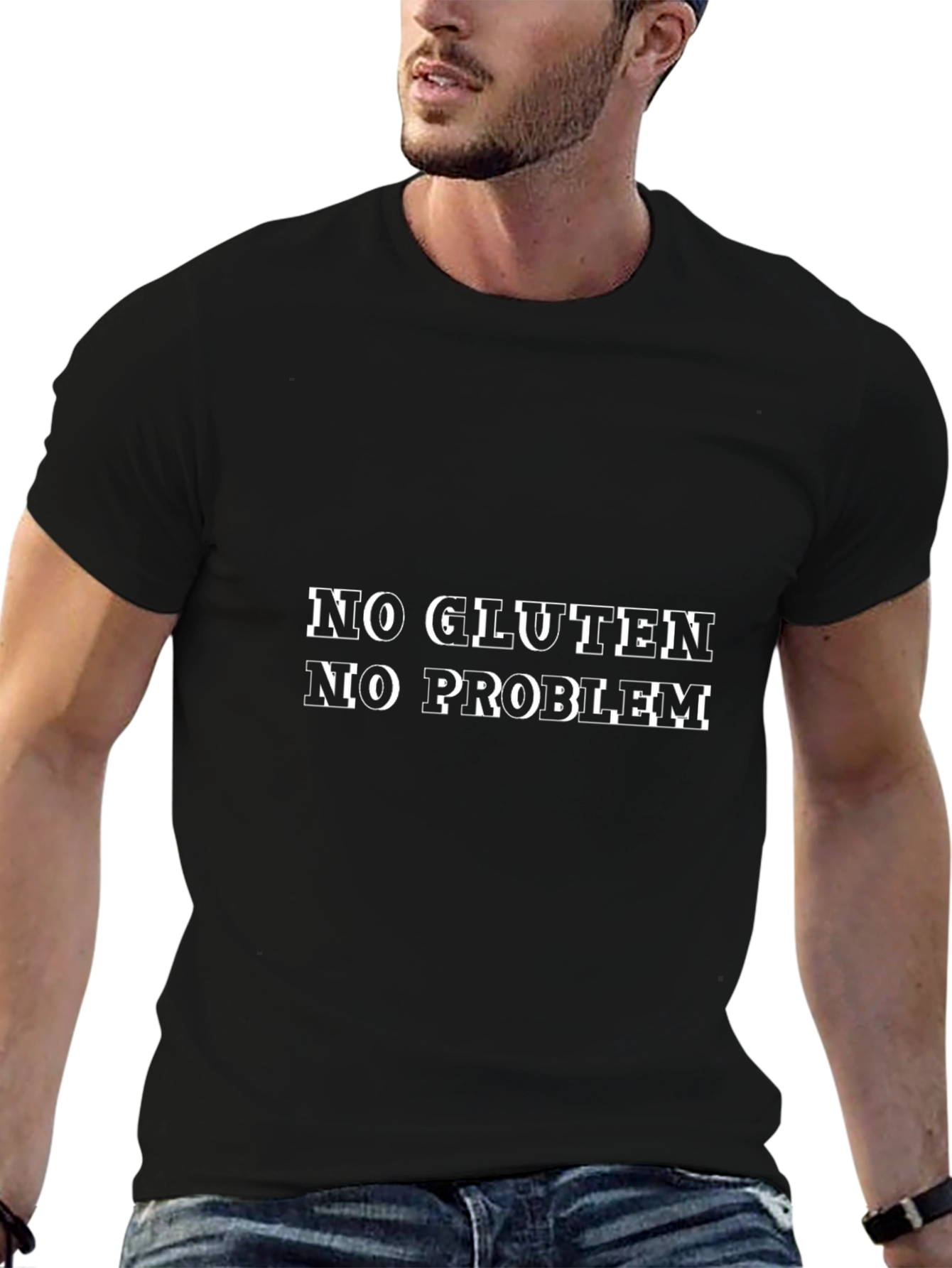 Gluten-Free Lifestyle Black T-Shirt - No Gluten No Problem