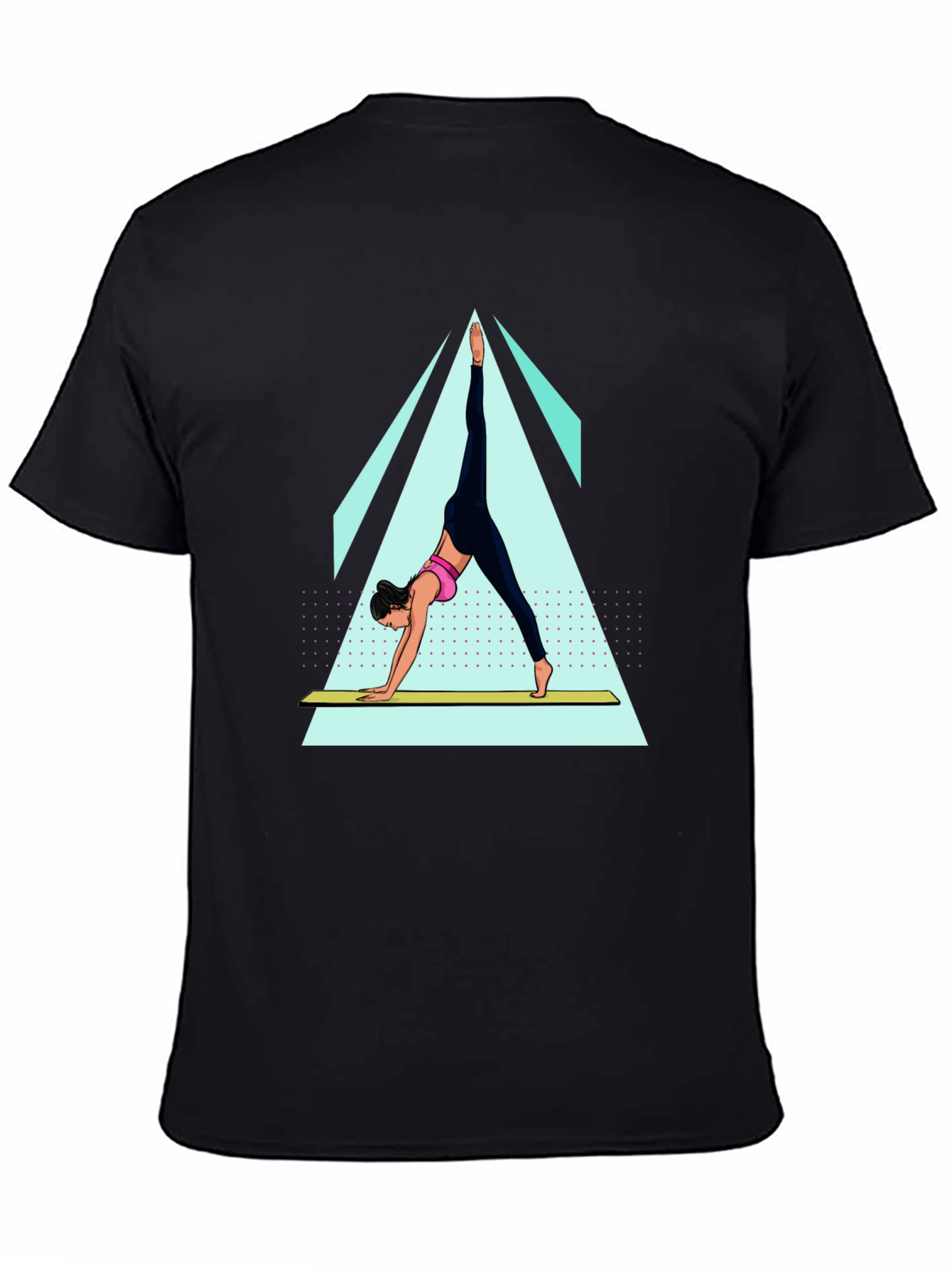 Yoga Pose Graphic Tee - Black Cotton Blend Shirt