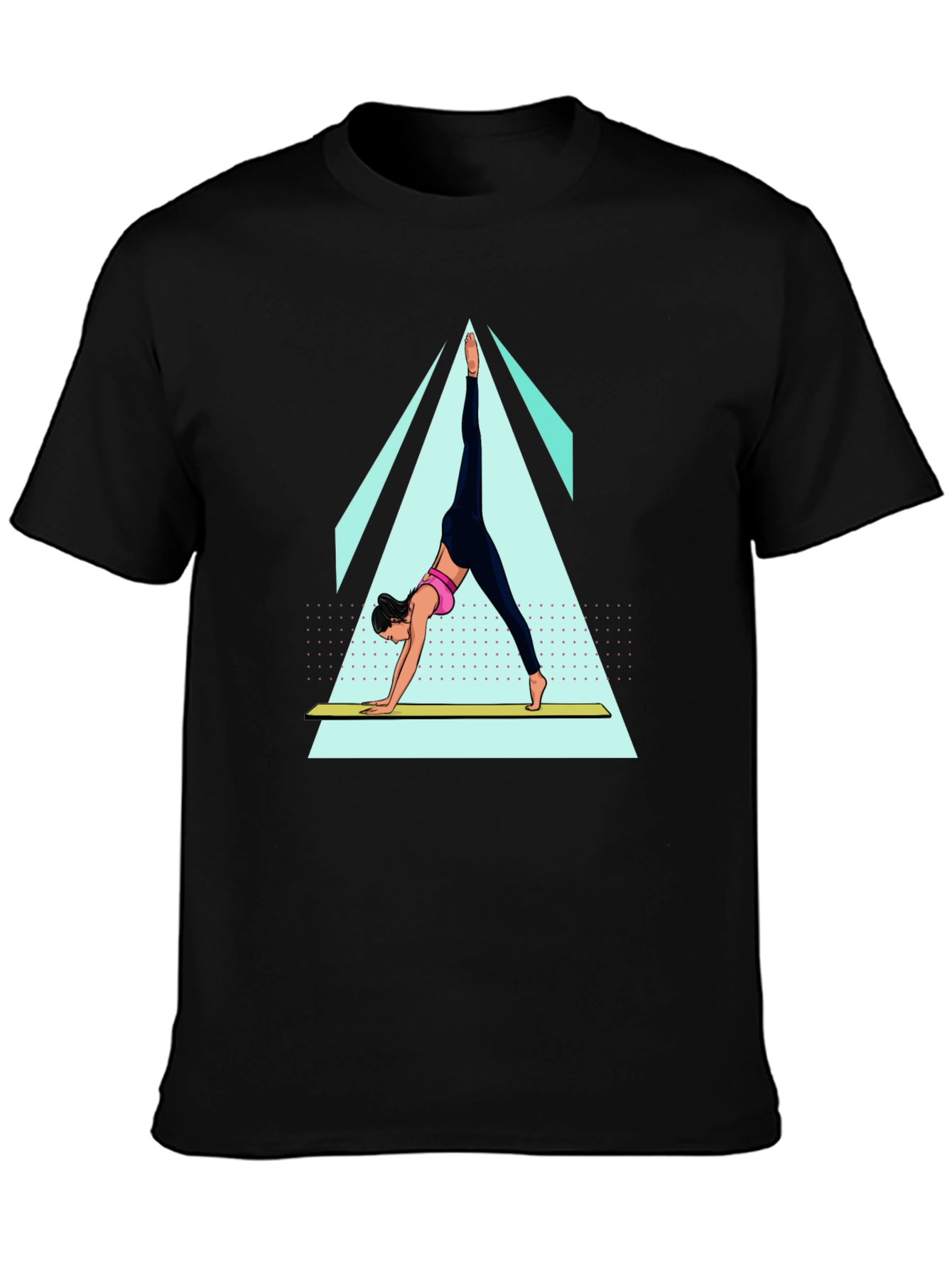 Yoga Pose Graphic Tee - Black Cotton Blend Shirt