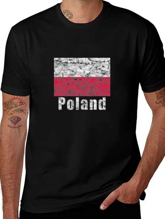 Poland Flag T-Shirt - Distressed Look