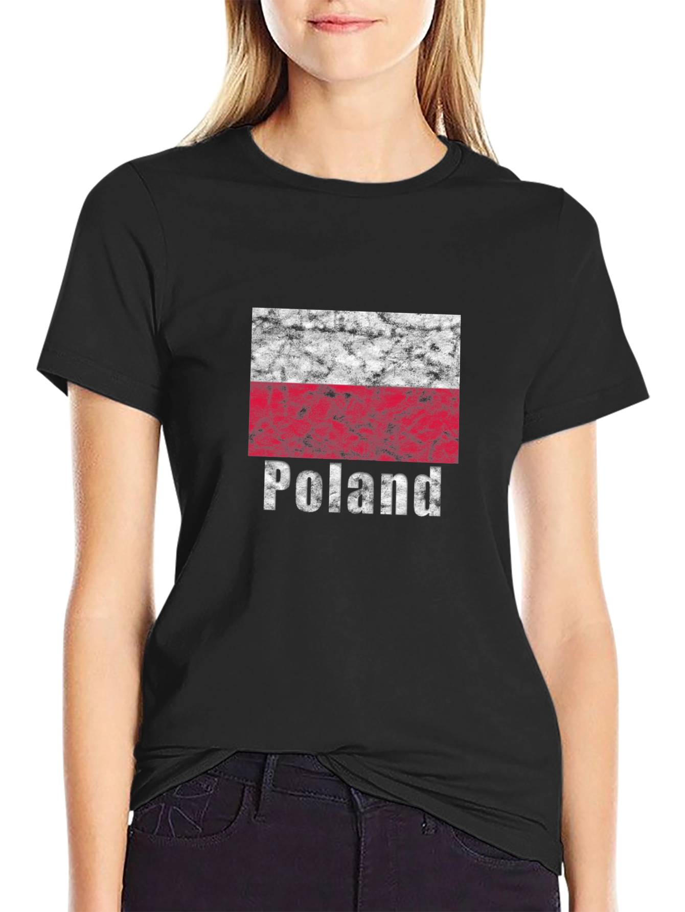 Poland Flag T-Shirt - Distressed Look