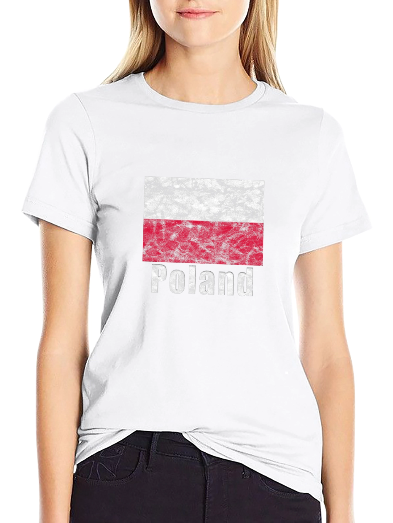 Poland Flag T-Shirt - Distressed Look