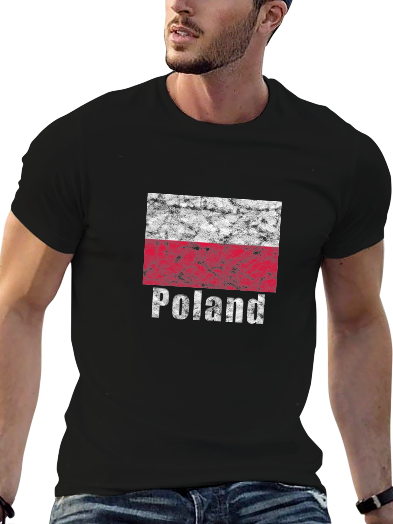 Poland Flag T-Shirt - Distressed Look