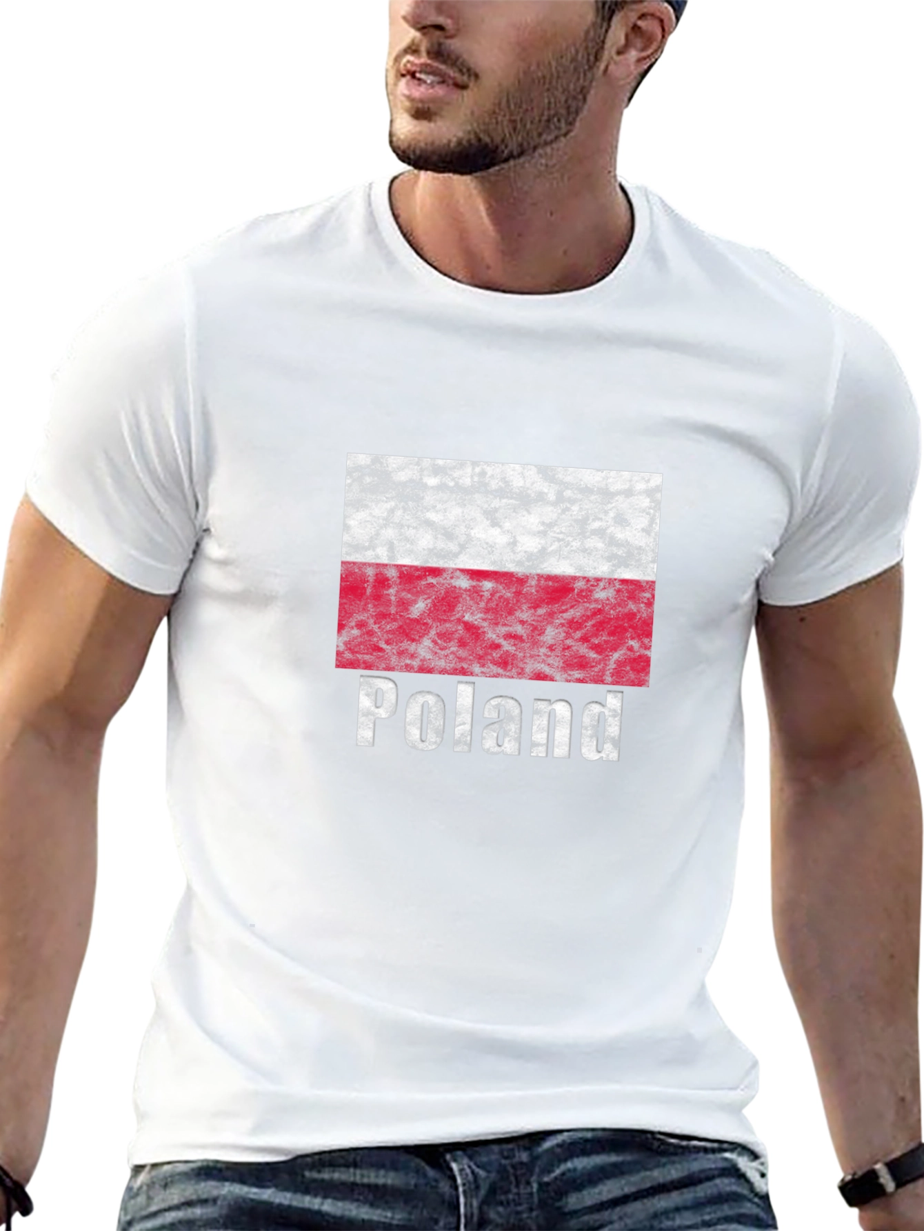 Poland Flag T-Shirt - Distressed Look