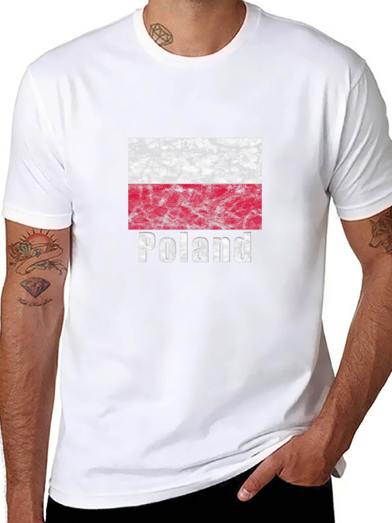 Poland Flag T-Shirt - Distressed Look