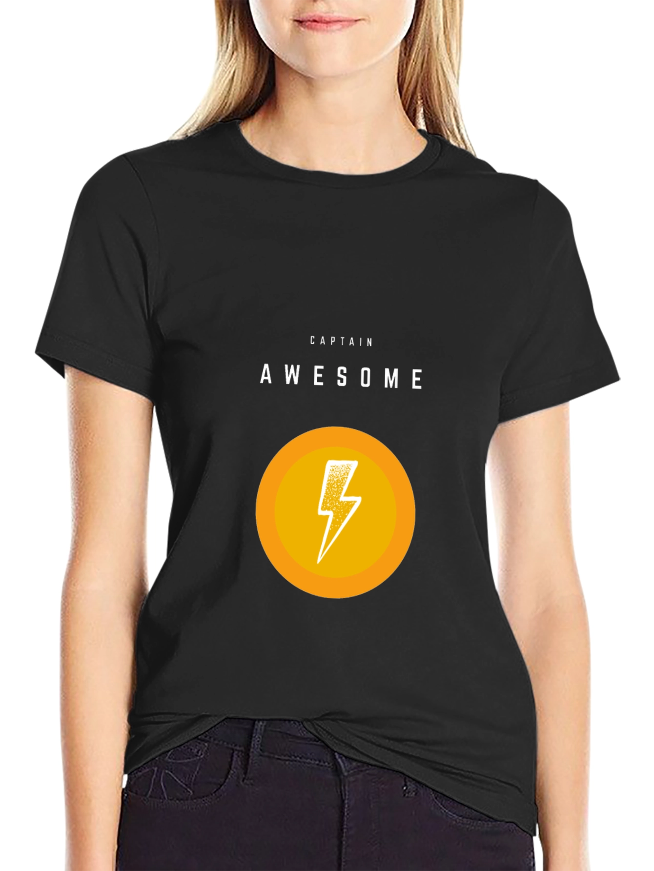 Captain Awesome Graphic T-Shirt - Black Cotton Blend