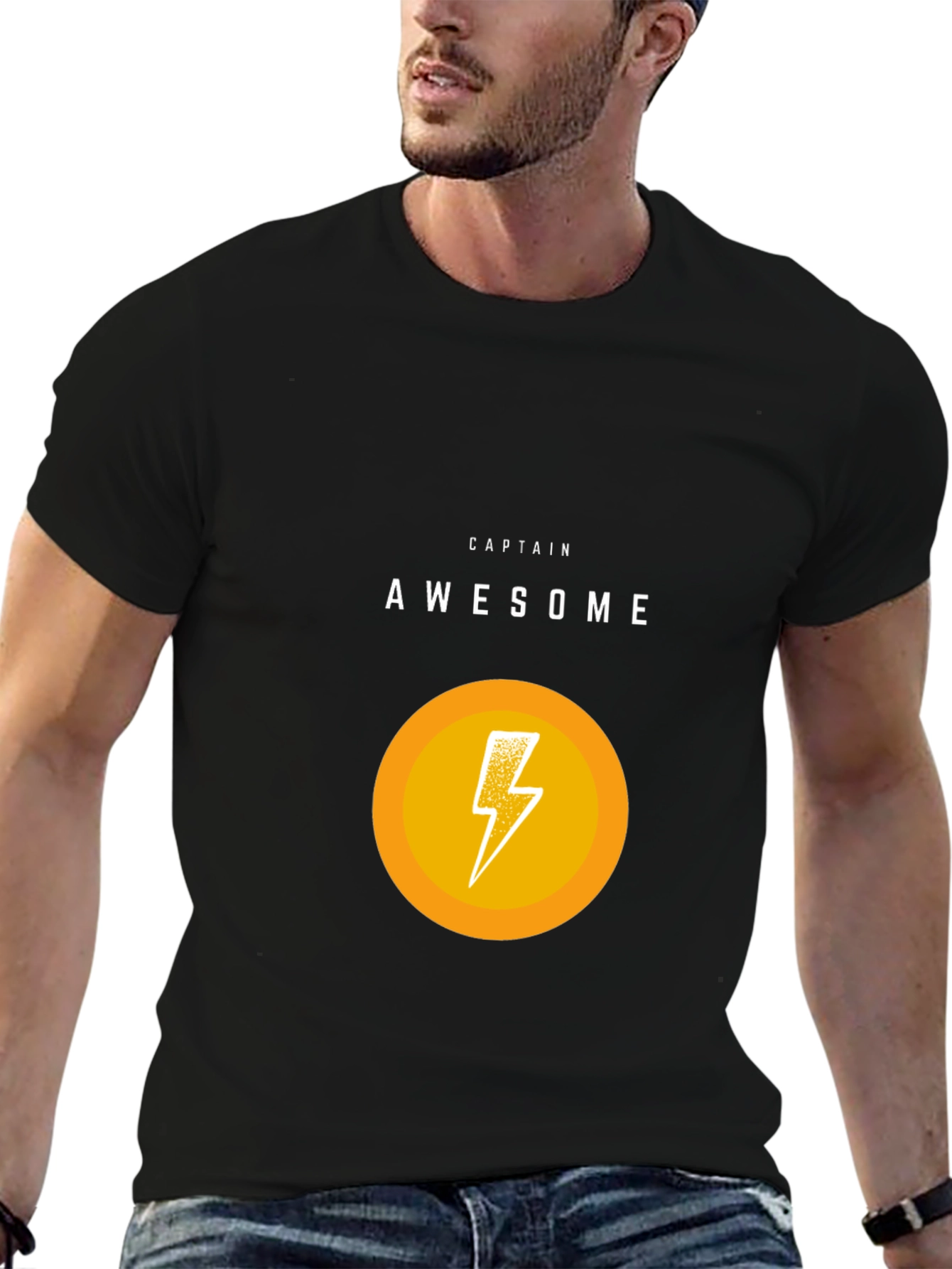 Captain Awesome Graphic T-Shirt - Black Cotton Blend