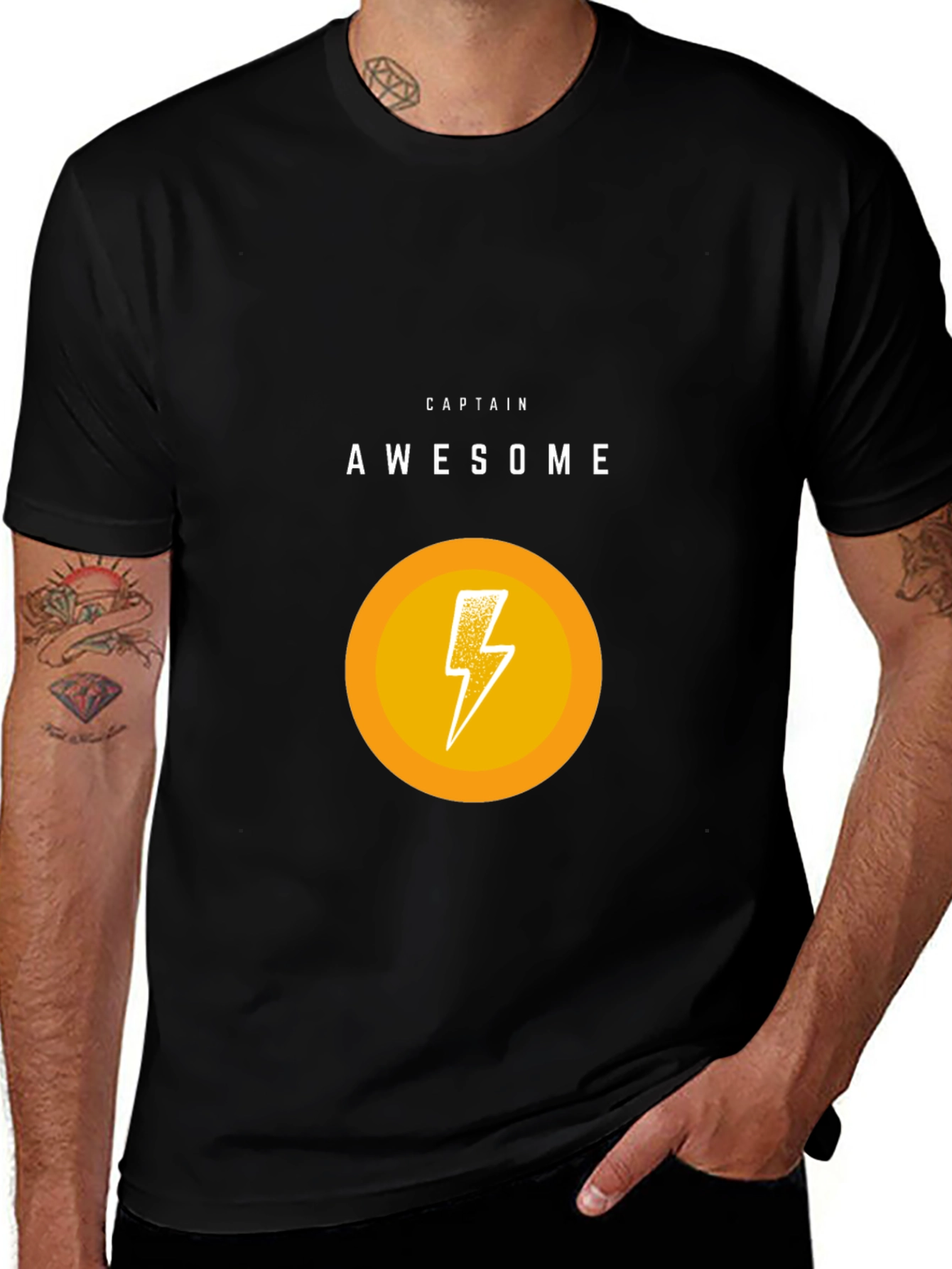 Captain Awesome Graphic T-Shirt - Black Cotton Blend