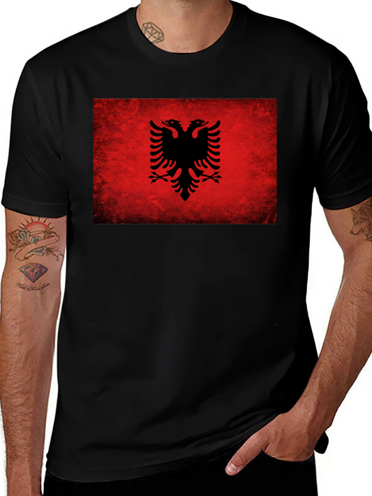 Albanian Flag Eagle Graphic T-Shirt - Black