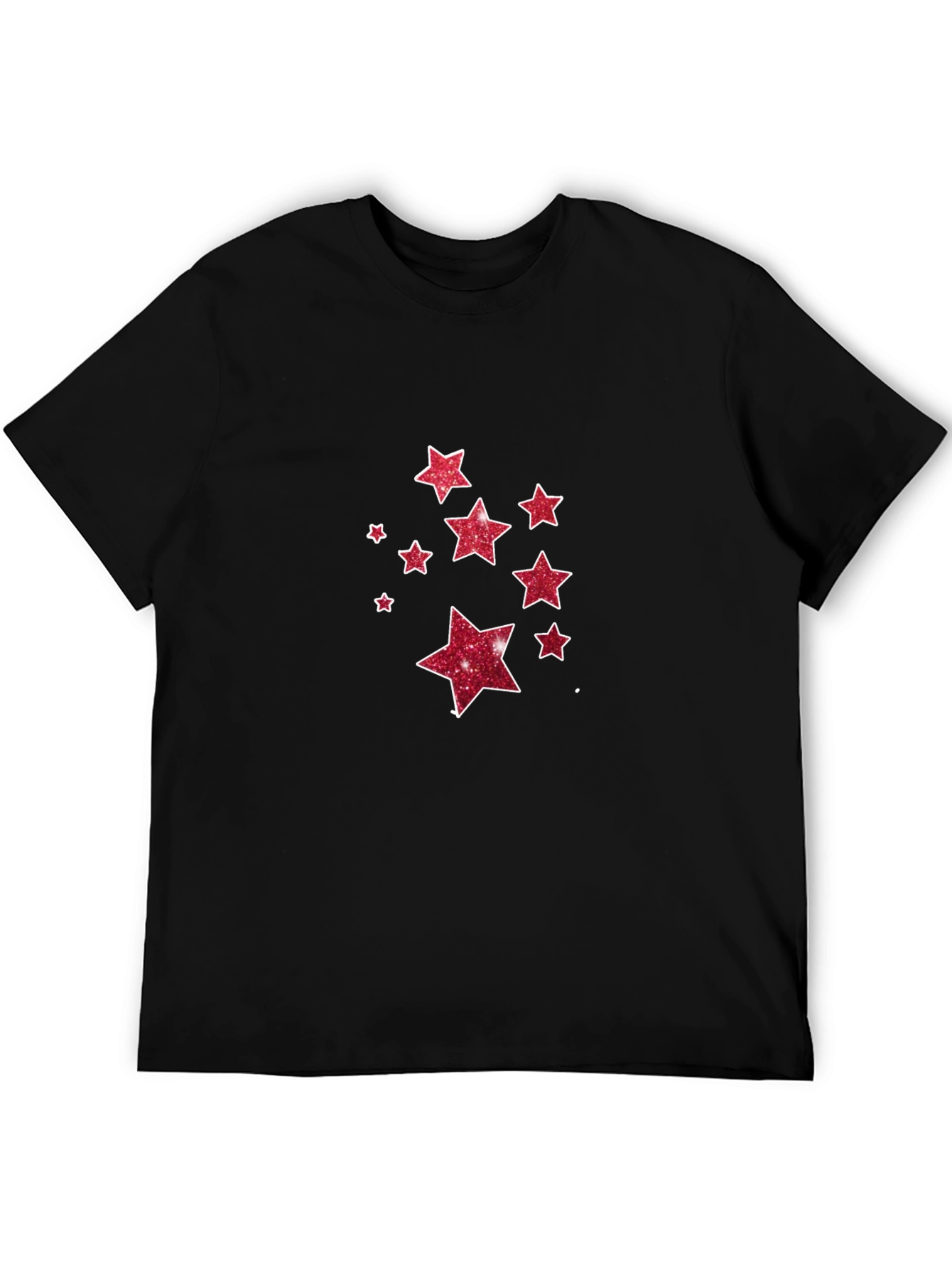 Stylish Black Tee with Glitter Star Design