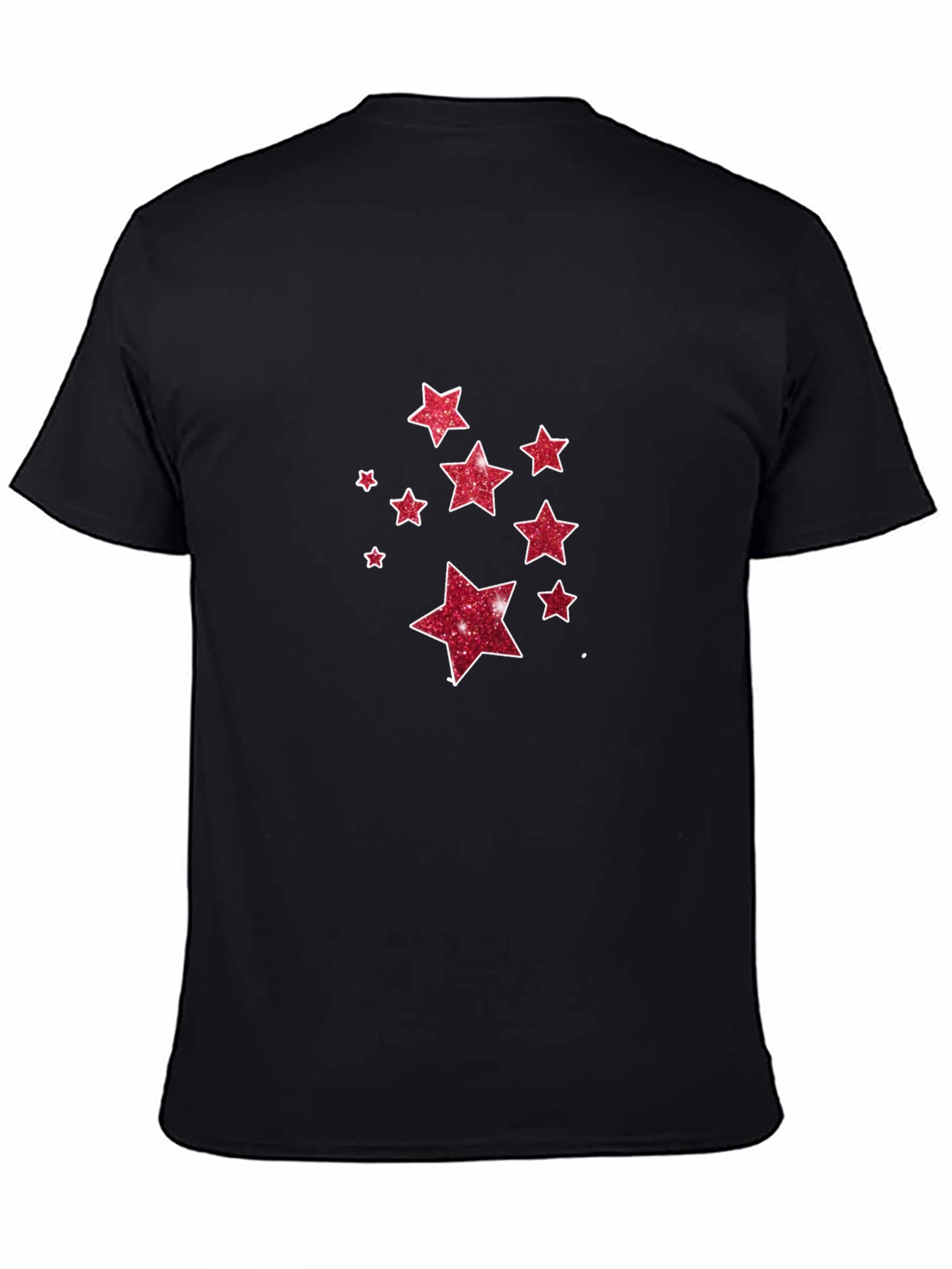 Stylish Black Tee with Glitter Star Design