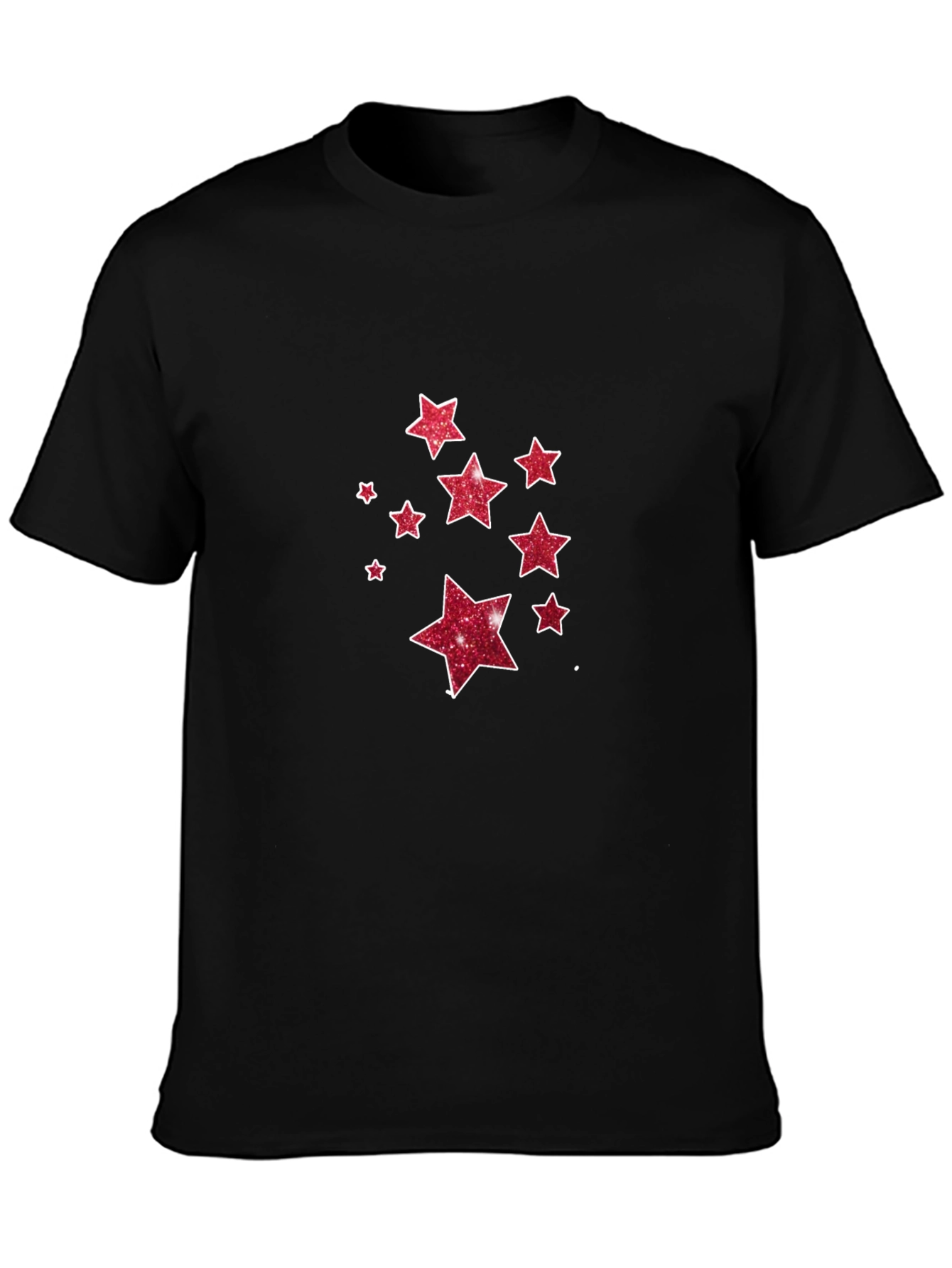Stylish Black Tee with Glitter Star Design
