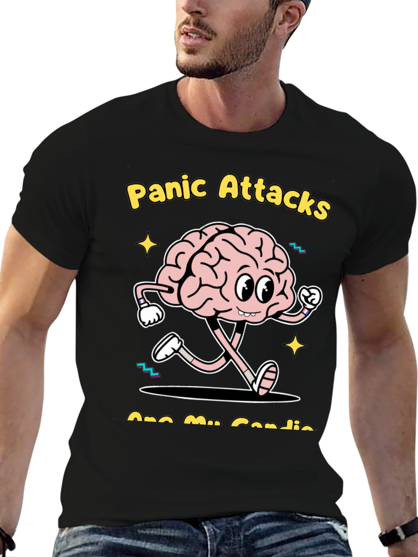 Funny Panic Attack Brain Graphic Tee