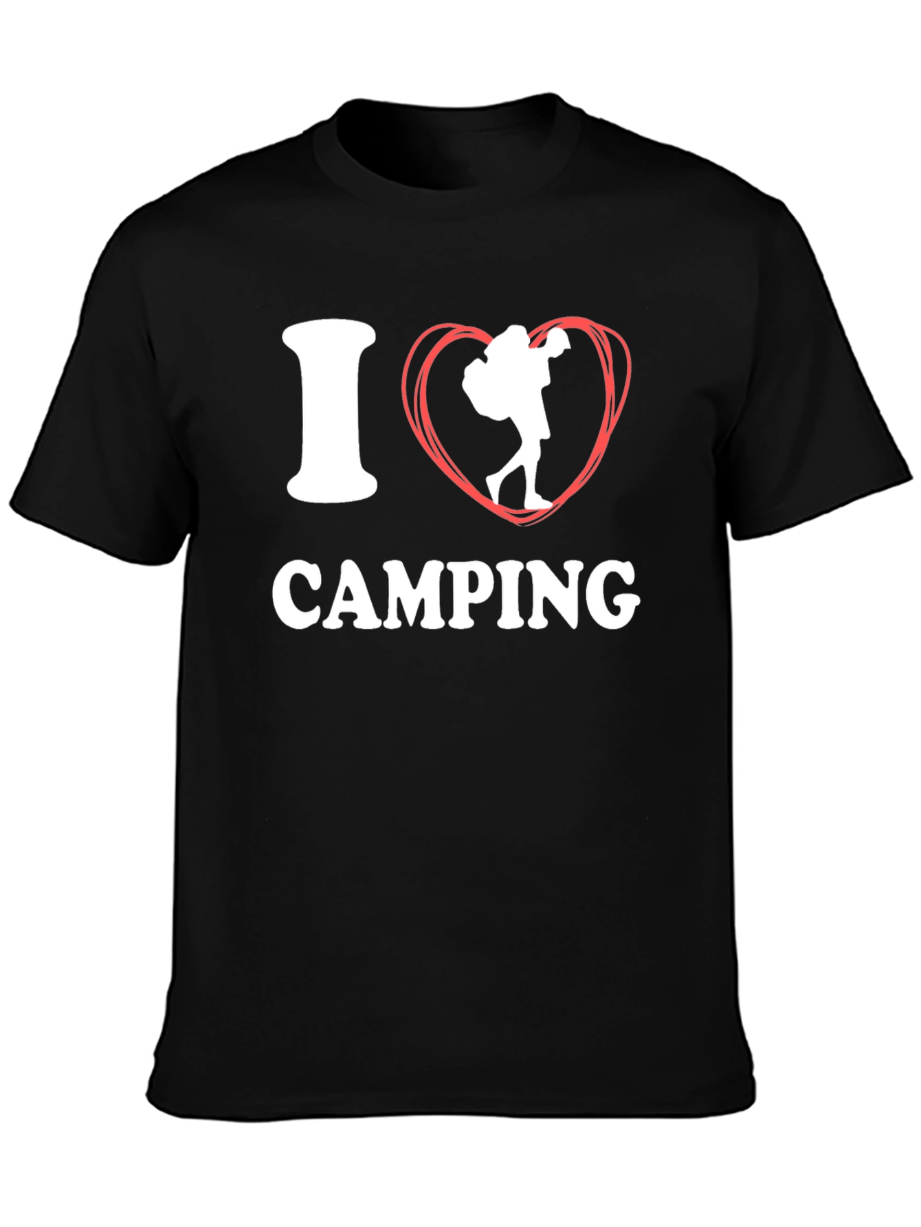 I Heart Camping Graphic T-Shirt Black Cotton
