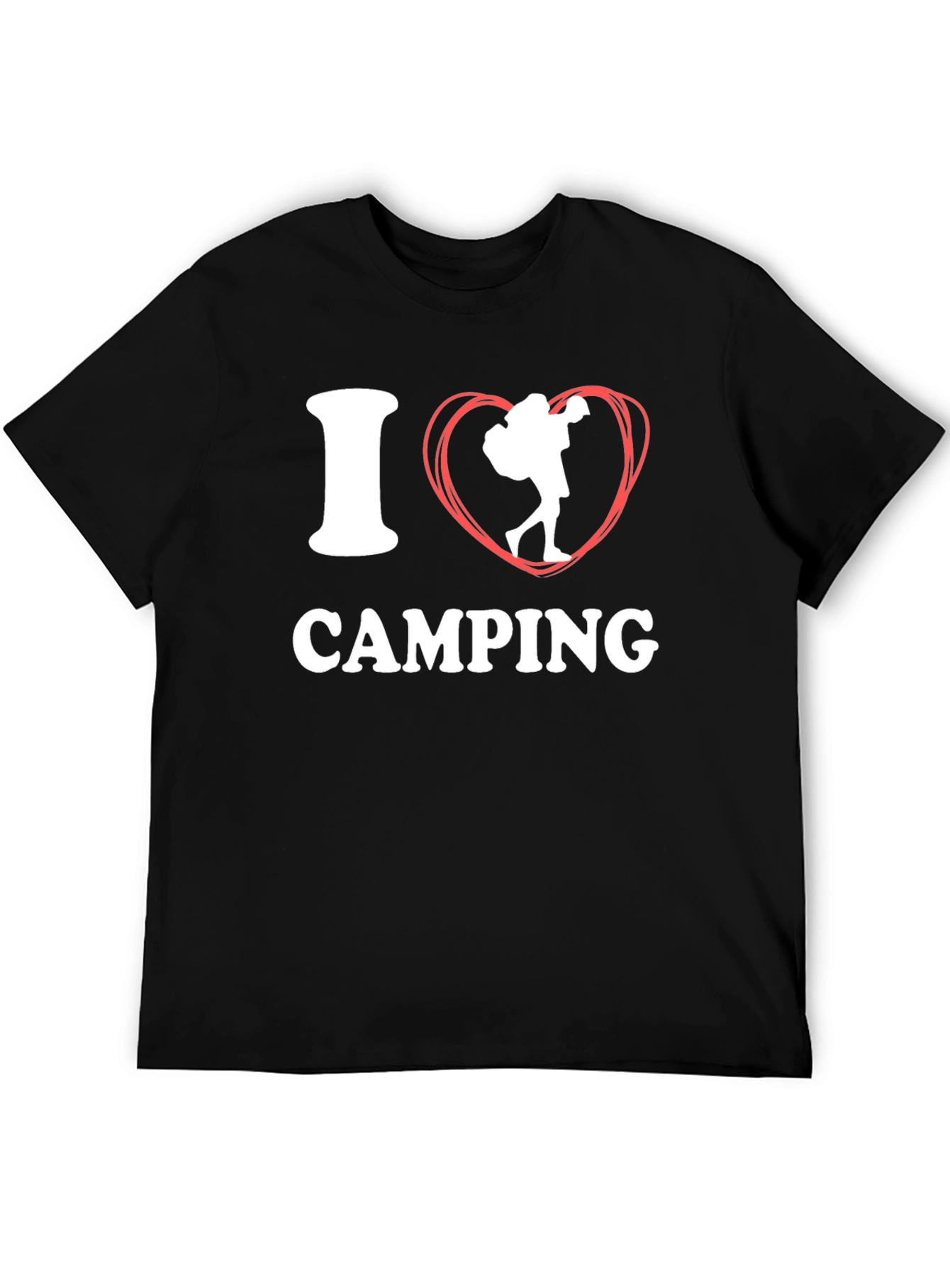I Heart Camping Graphic T-Shirt Black Cotton