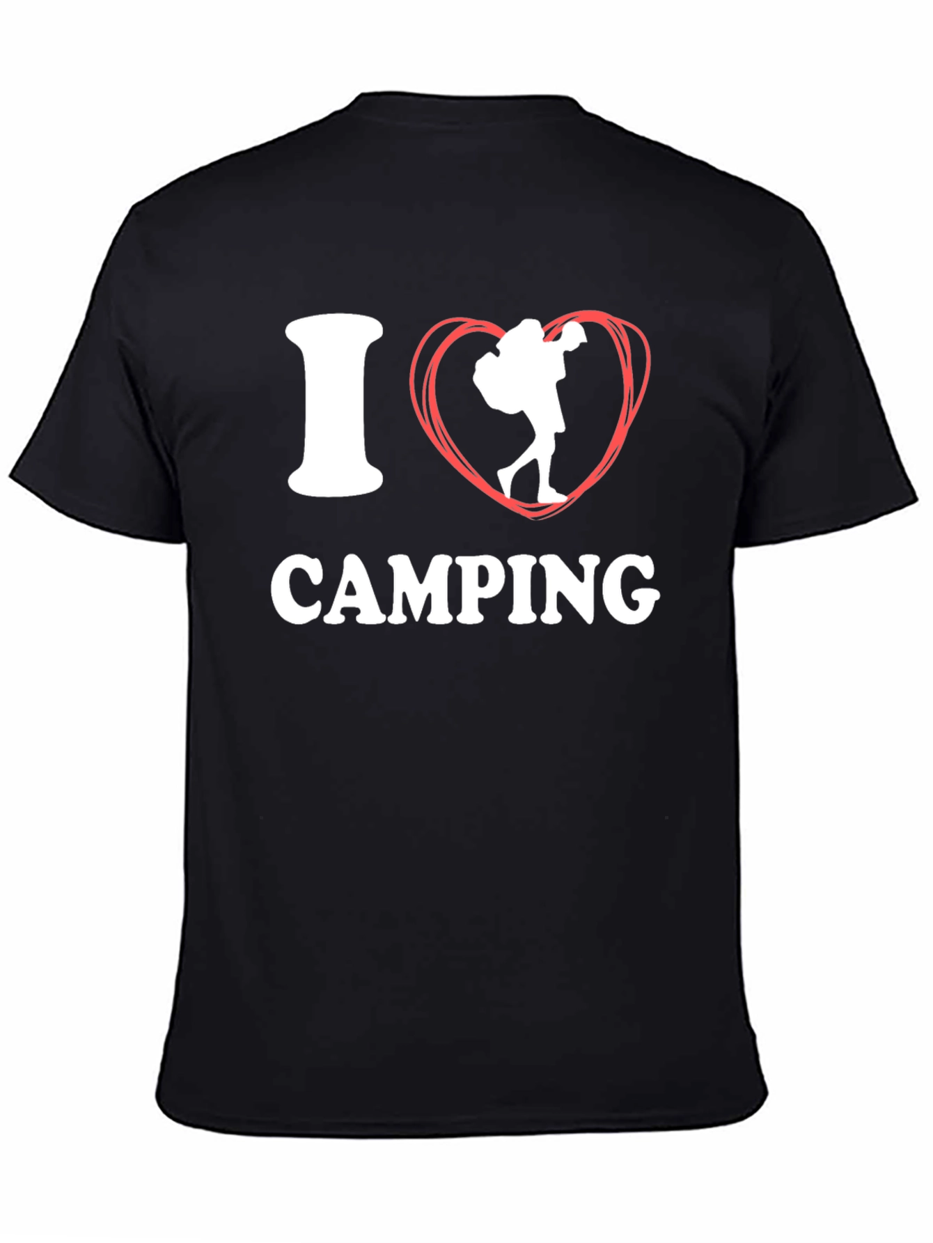 I Heart Camping Graphic T-Shirt Black Cotton