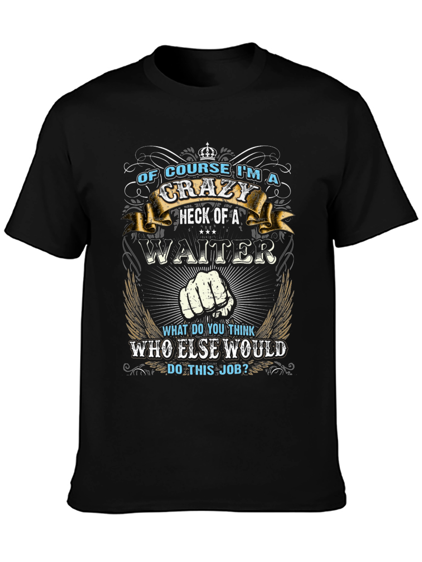 Crazy Waiter Graphic Tee - Black