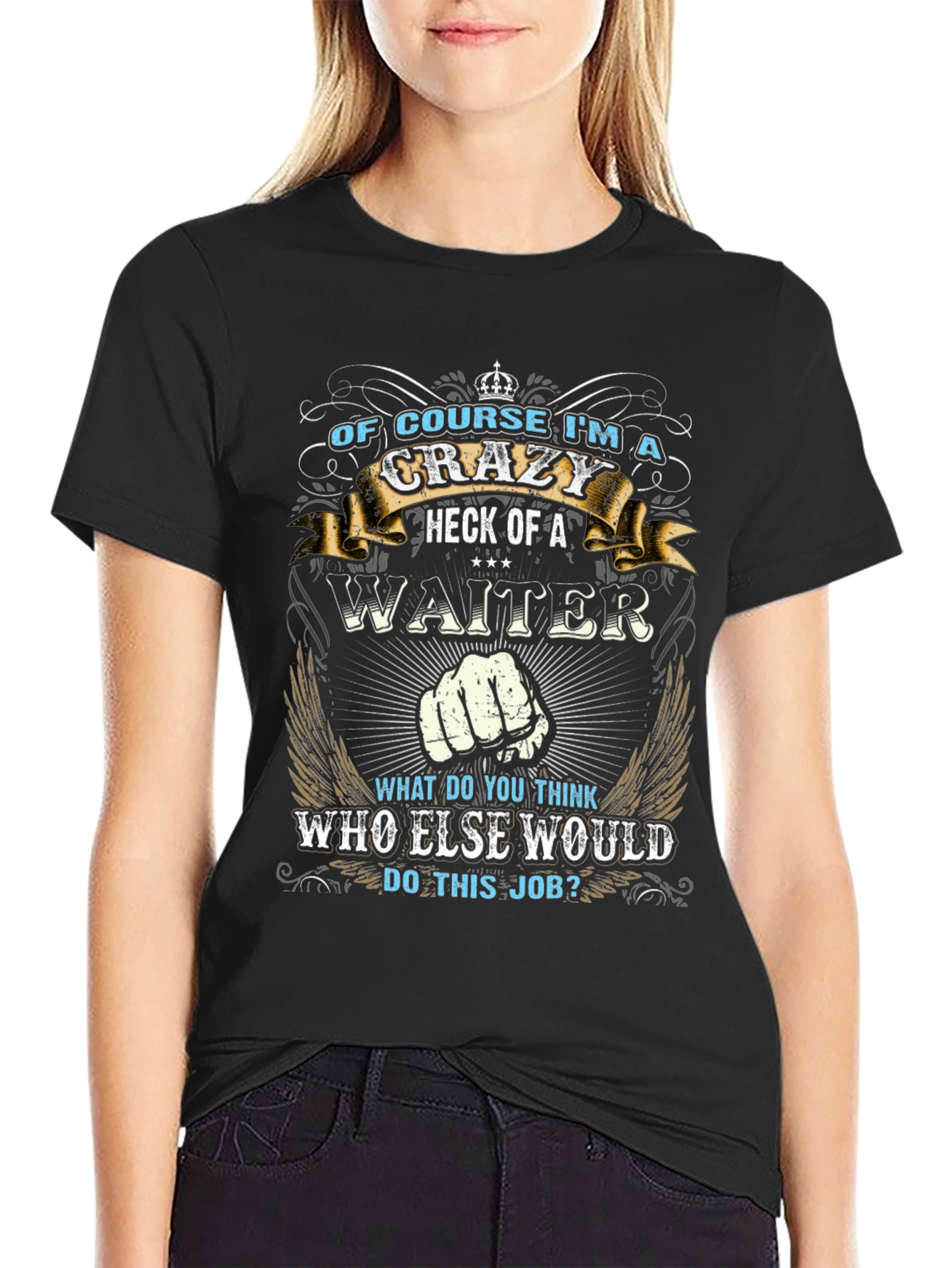 Crazy Waiter Graphic Tee - Black