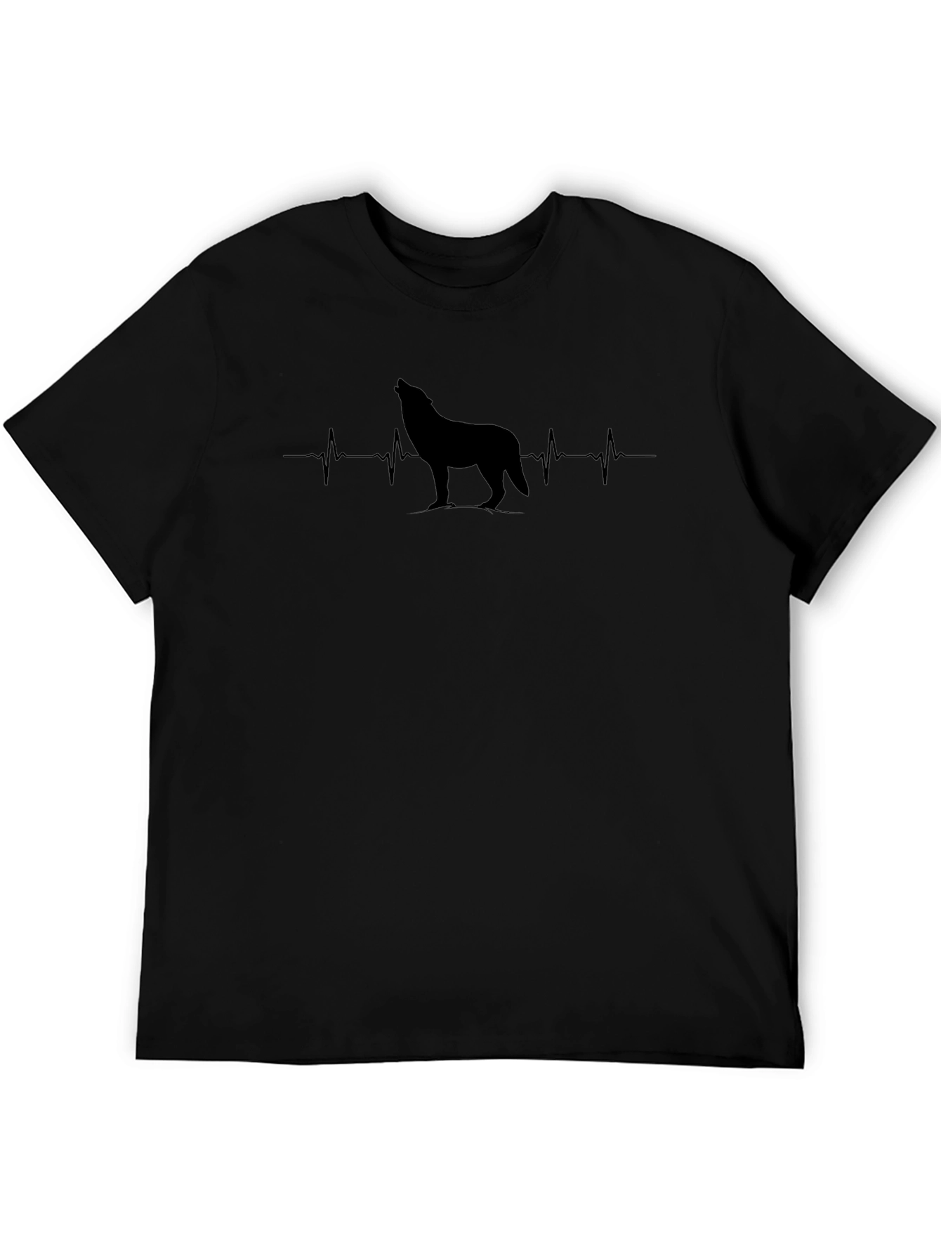 Wolf Heartbeat T-Shirt - Mens Black Graphic Tee