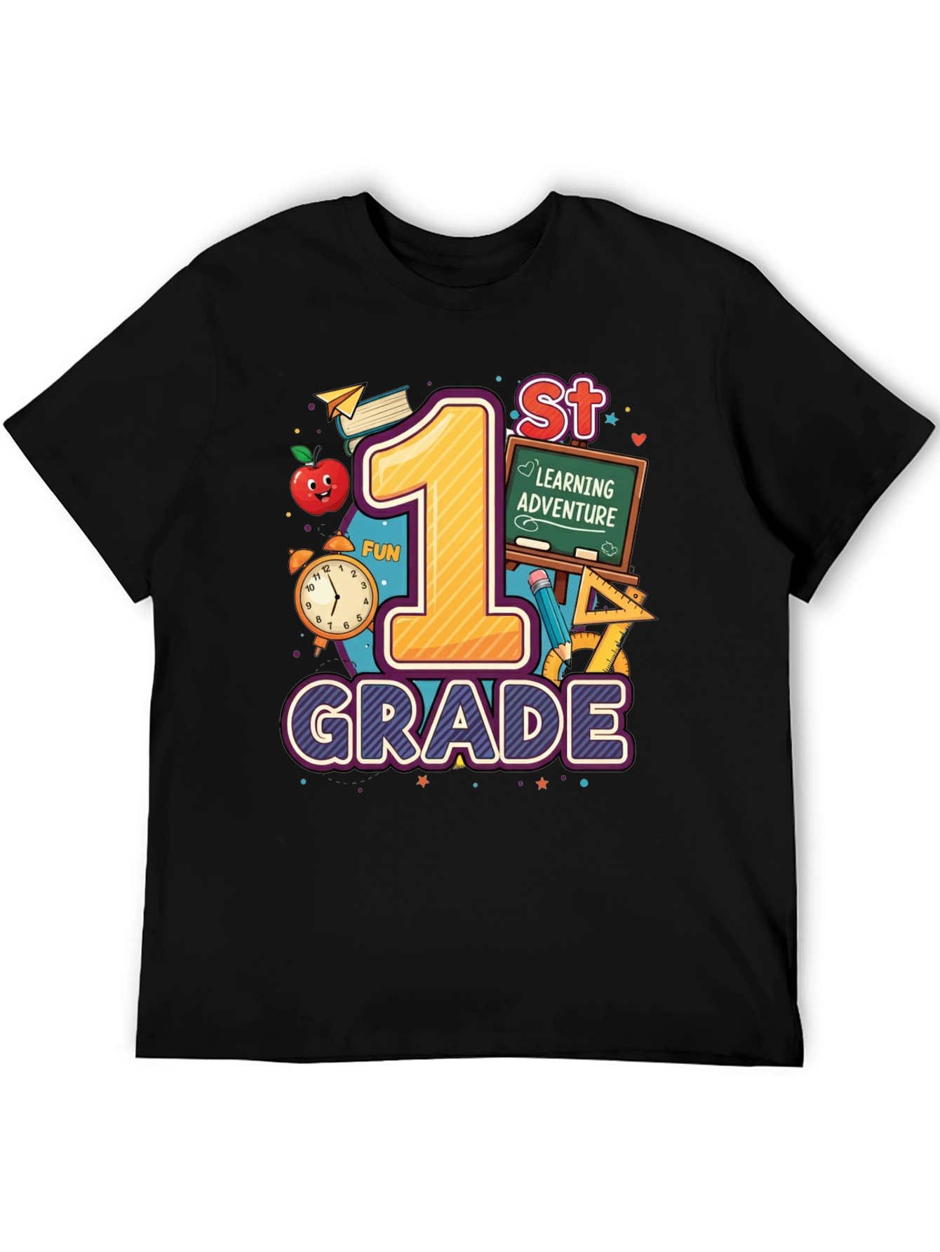 1st Grade Learning Adventure Black T-Shirt