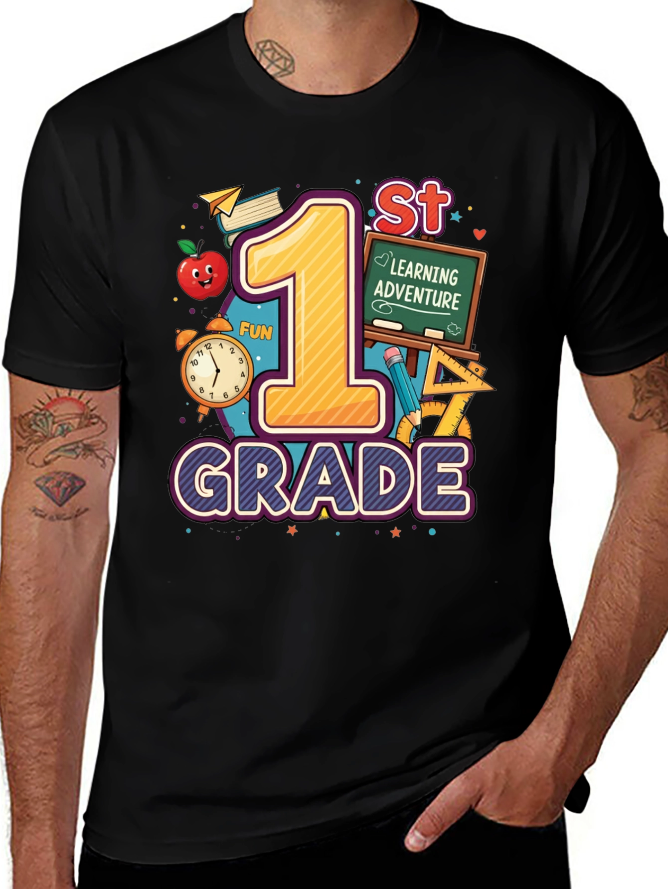 1st Grade Learning Adventure Black T-Shirt