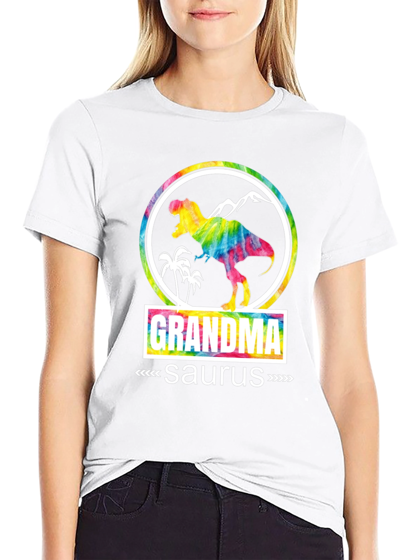 Grandmasaurus T-Shirt - Tie Dye Dinosaur Graphic Tee
