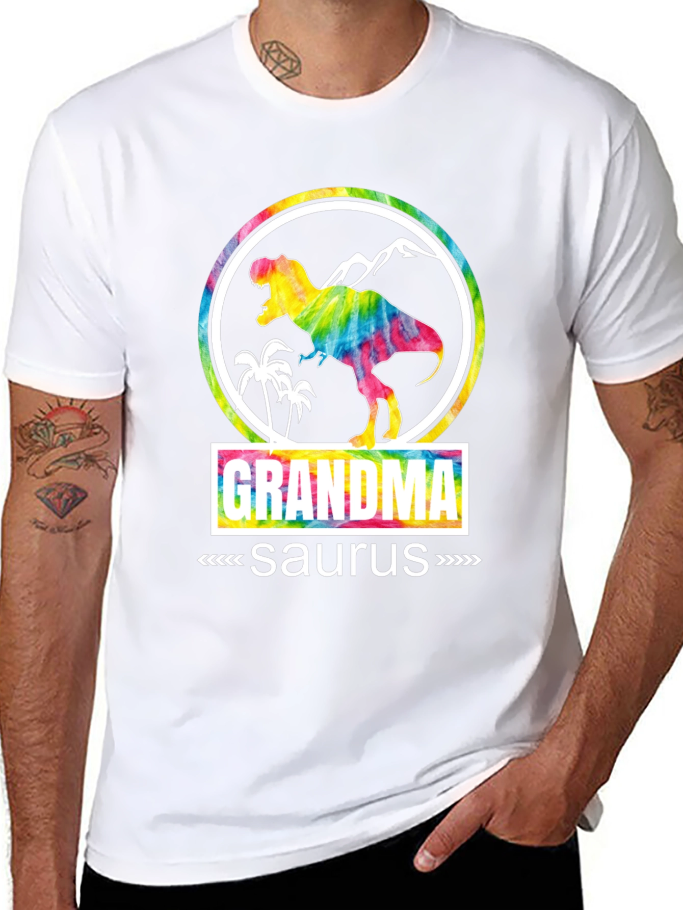 Grandmasaurus T-Shirt - Tie Dye Dinosaur Graphic Tee