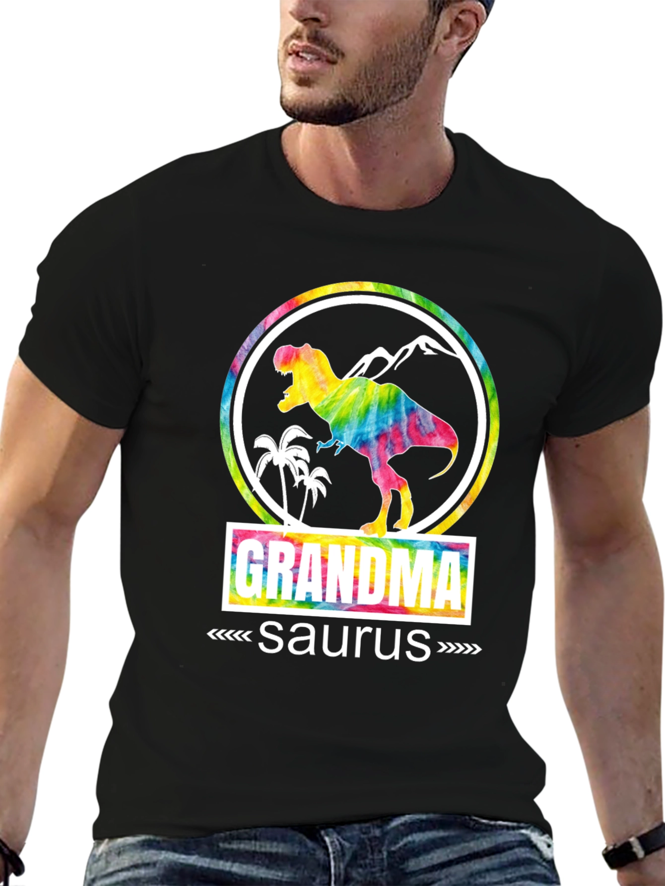 Grandmasaurus T-Shirt - Tie Dye Dinosaur Graphic Tee
