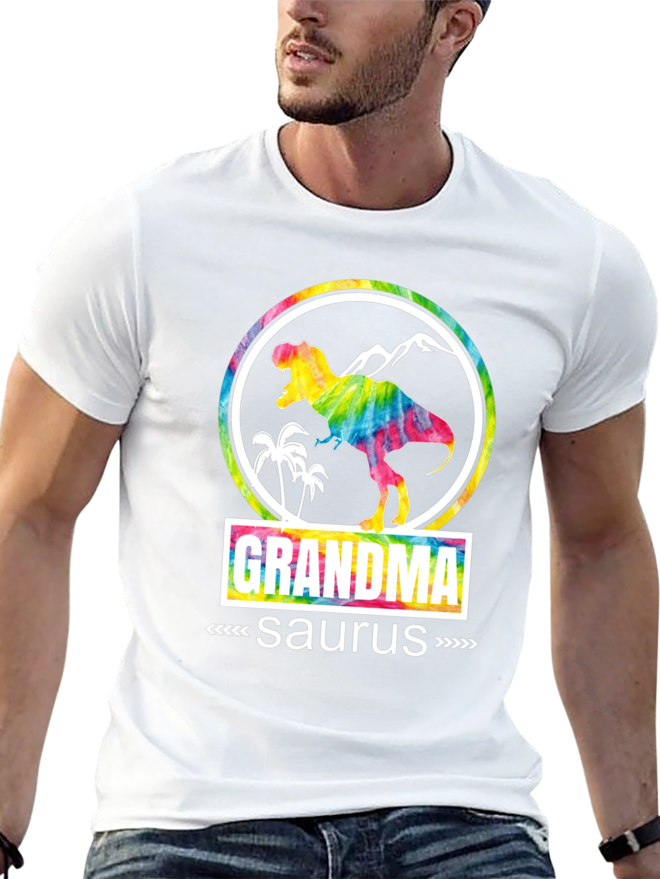 Grandmasaurus T-Shirt - Tie Dye Dinosaur Graphic Tee