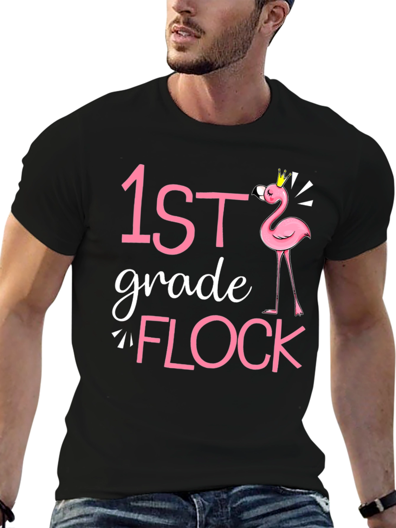 1st Grade Flock Flamingo Teacher Shirt