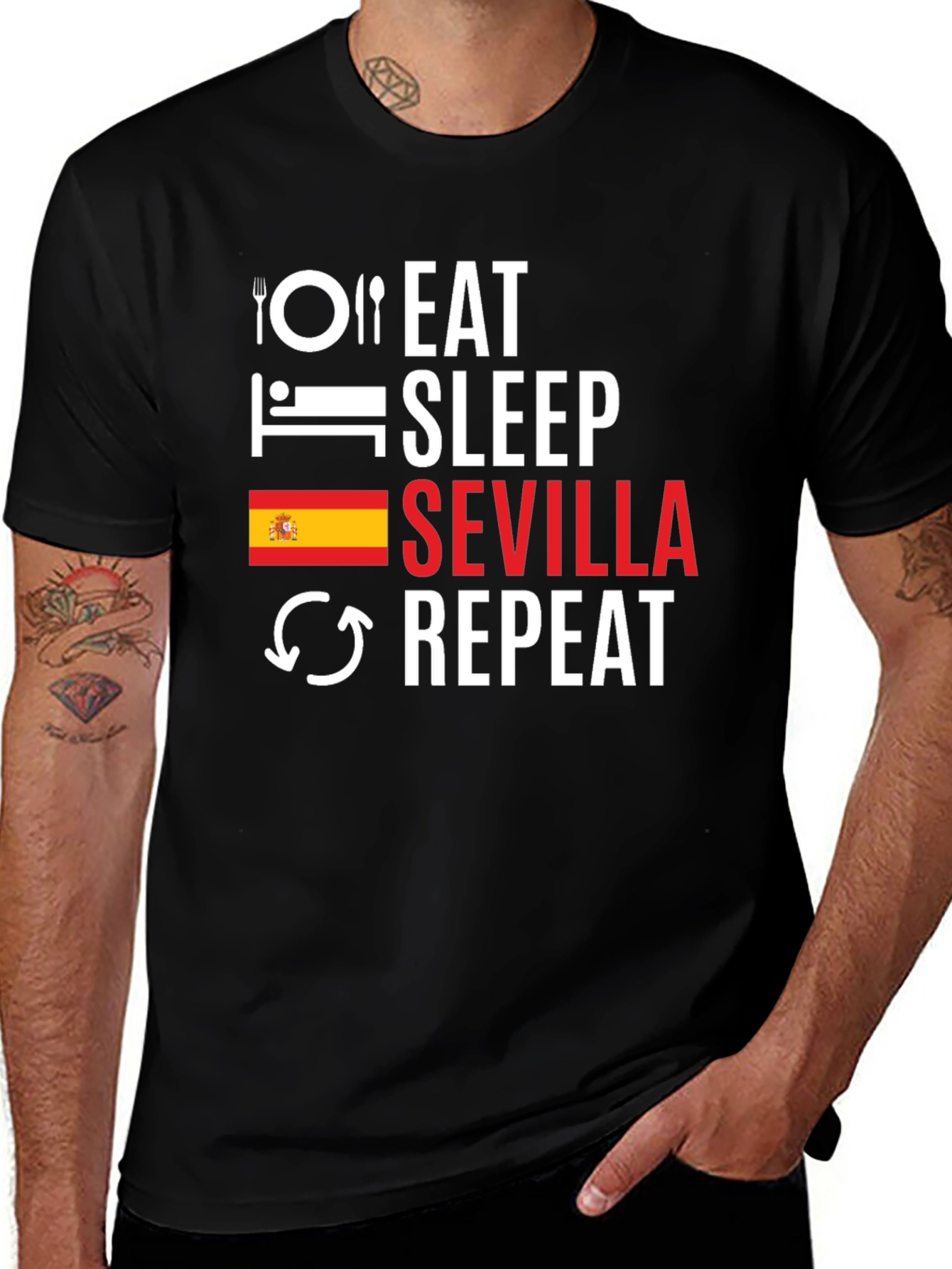 Eat Sleep Sevilla Repeat T-Shirt - Spain Vacation Tee
