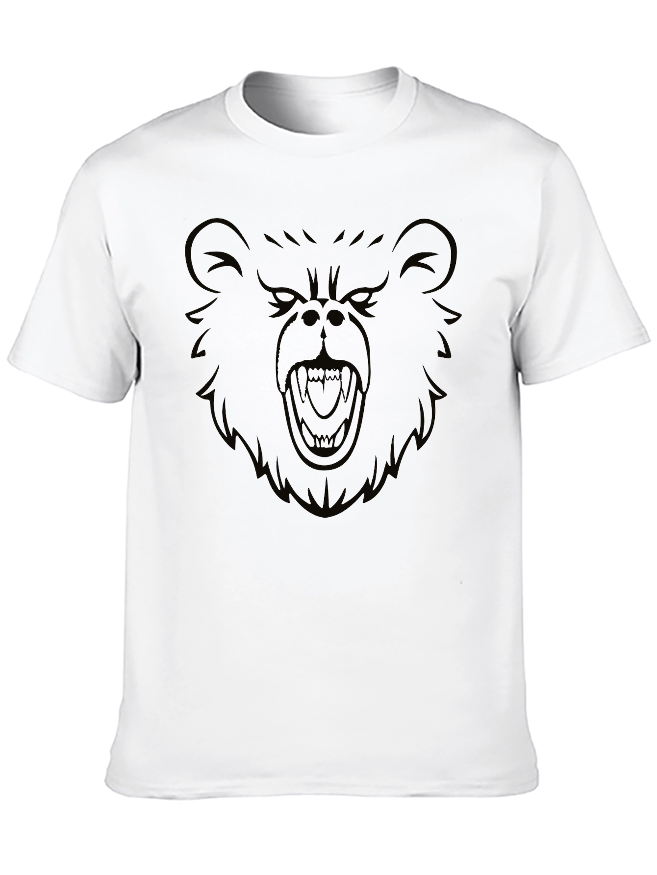 Mens Black T-Shirt with Bold Bear Graphic