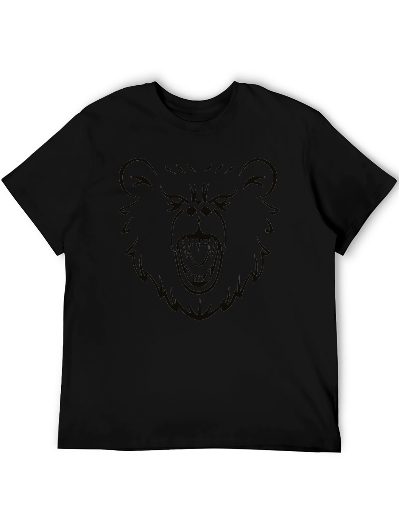 Mens Black T-Shirt with Bold Bear Graphic