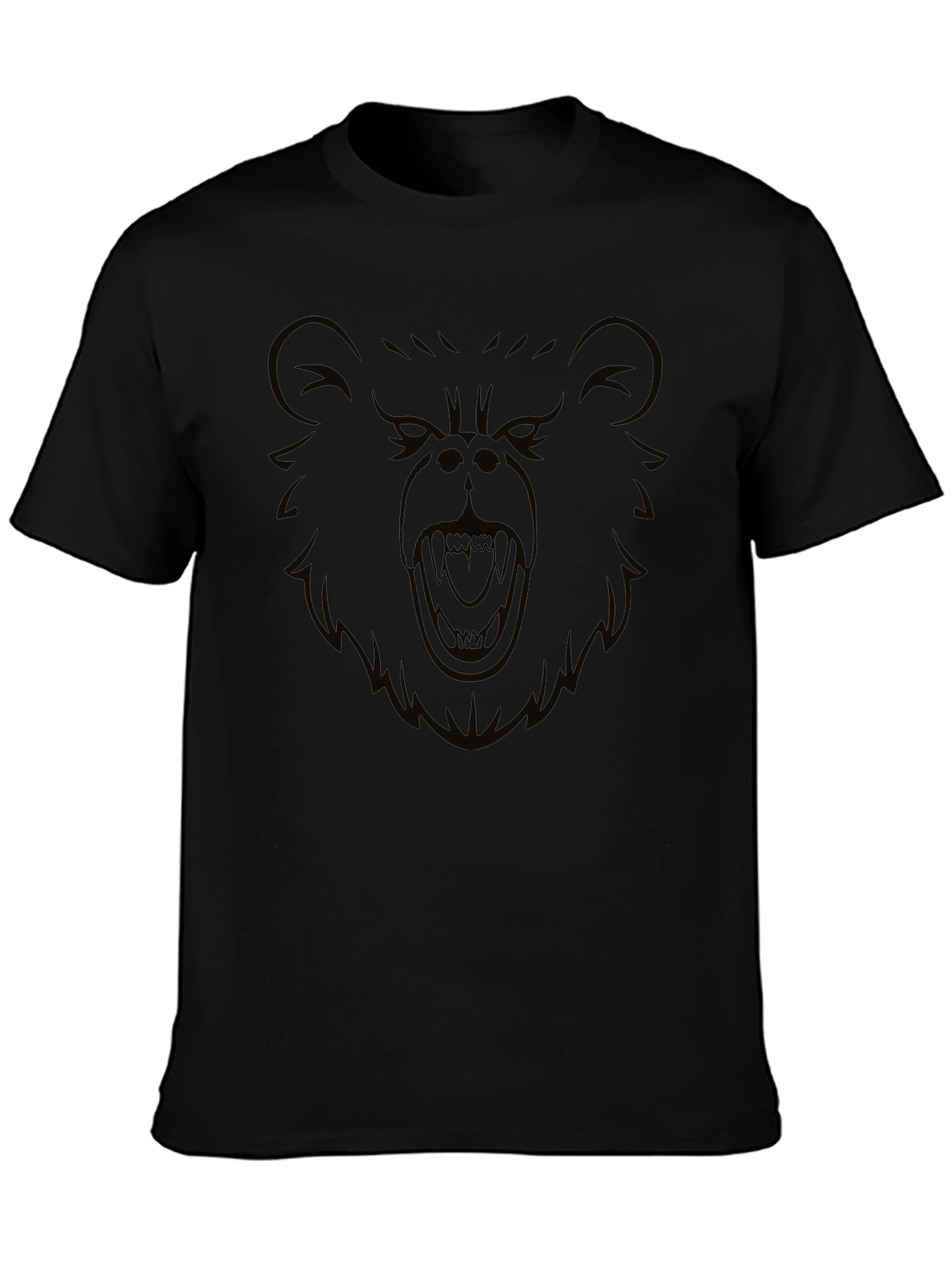 Mens Black T-Shirt with Bold Bear Graphic
